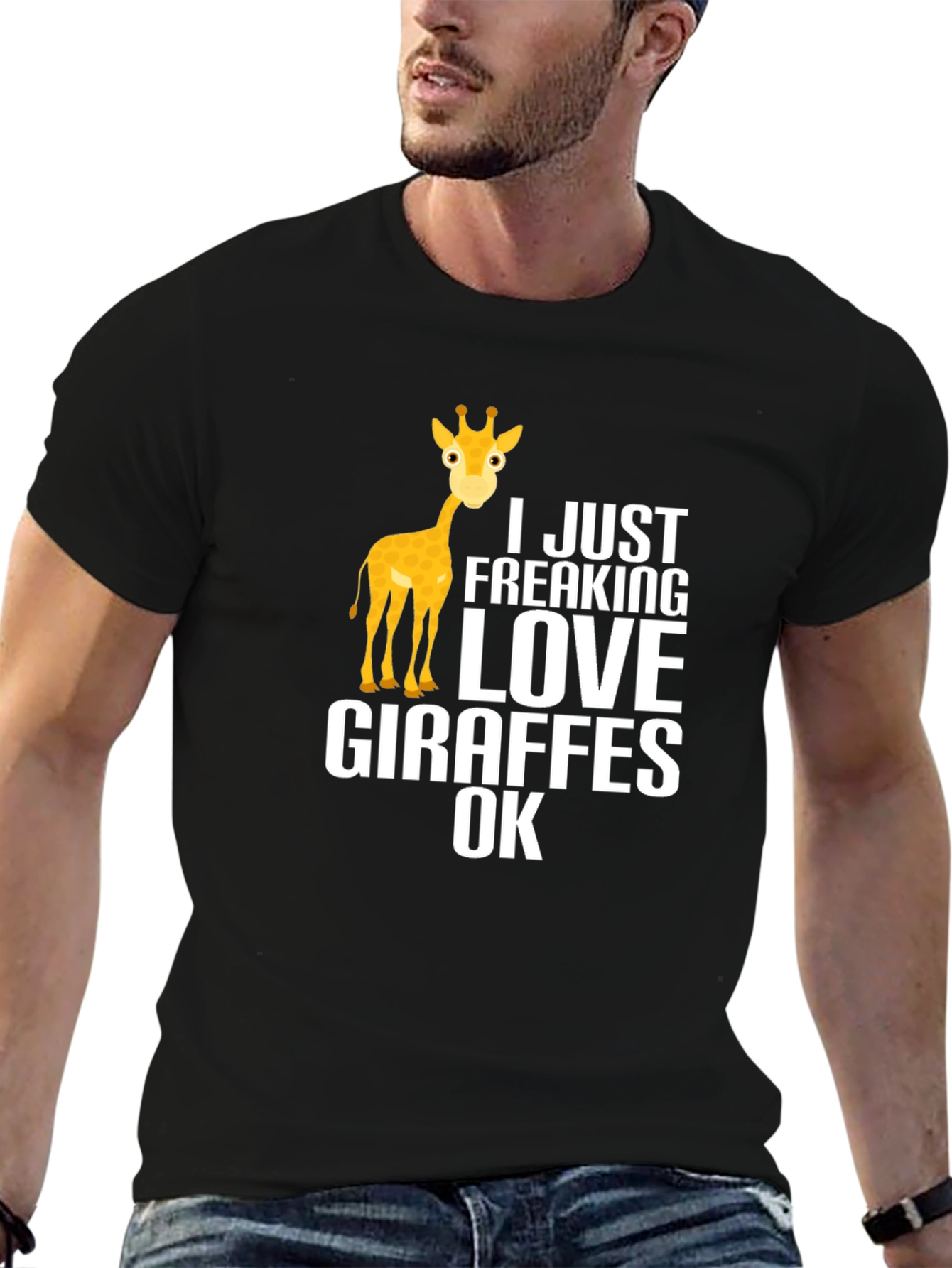 Black I Love Giraffes Graphic T-Shirt view 6