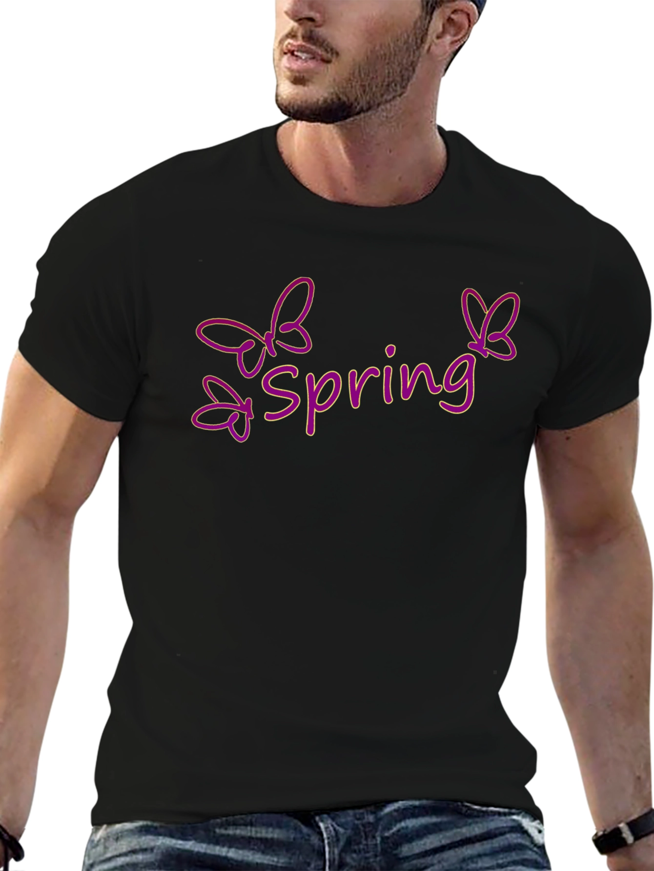 Black Spring Butterfly Graphic Tee - Black view 6