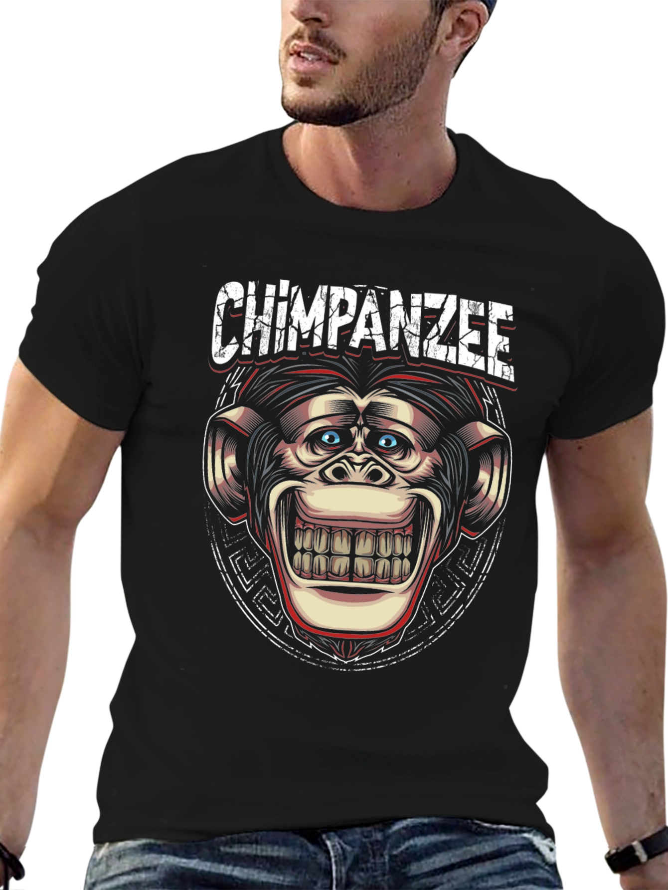 Black Chimpanzee Graphic Print T-Shirt view 6