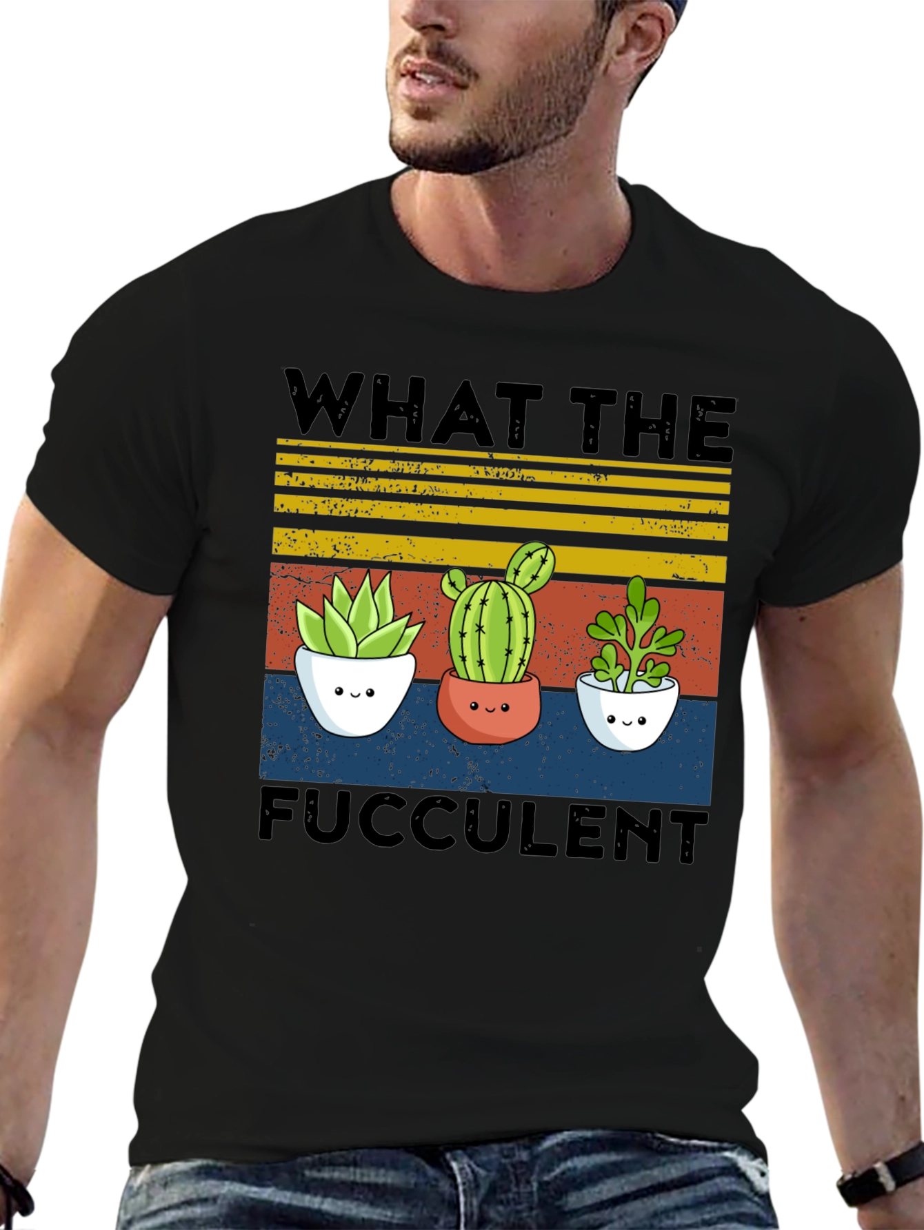 Black Fucculent Tee - Cute Cactus Plant Shirt view 6
