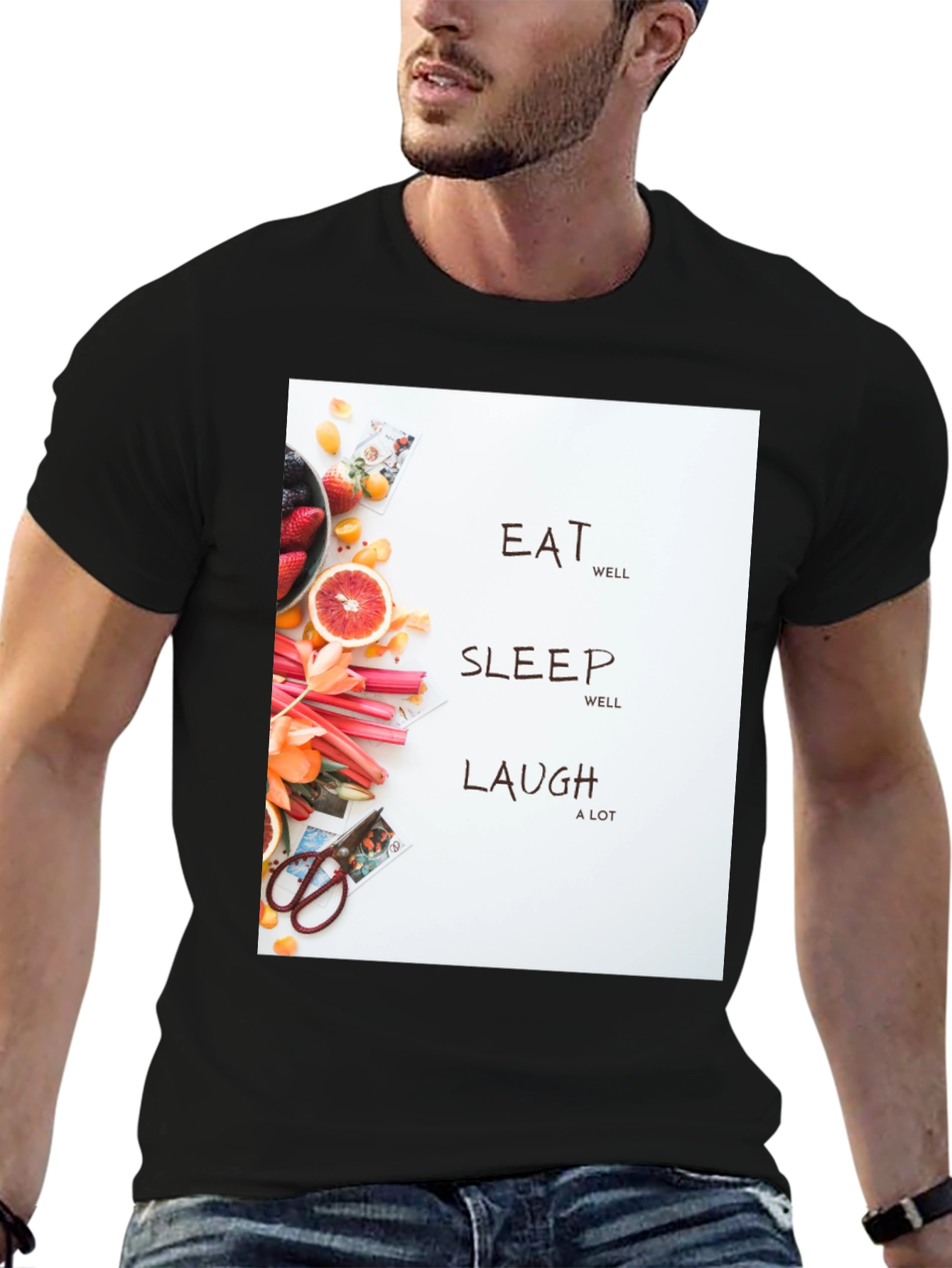 Black Eat Sleep Laugh Graphic Tee view 6