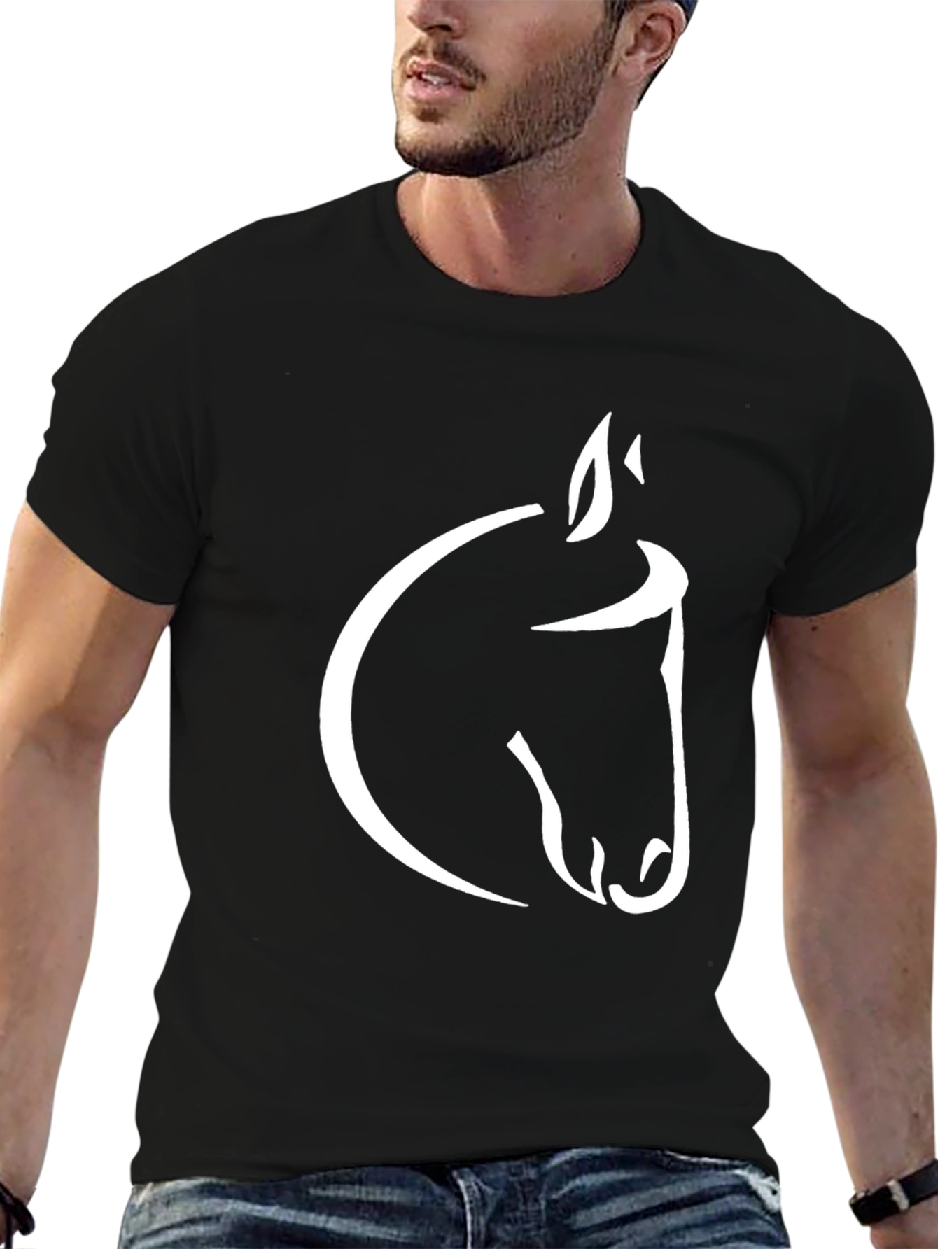 Black Black Horse Graphic Tee - Stylish Men's T-Shirt view 6