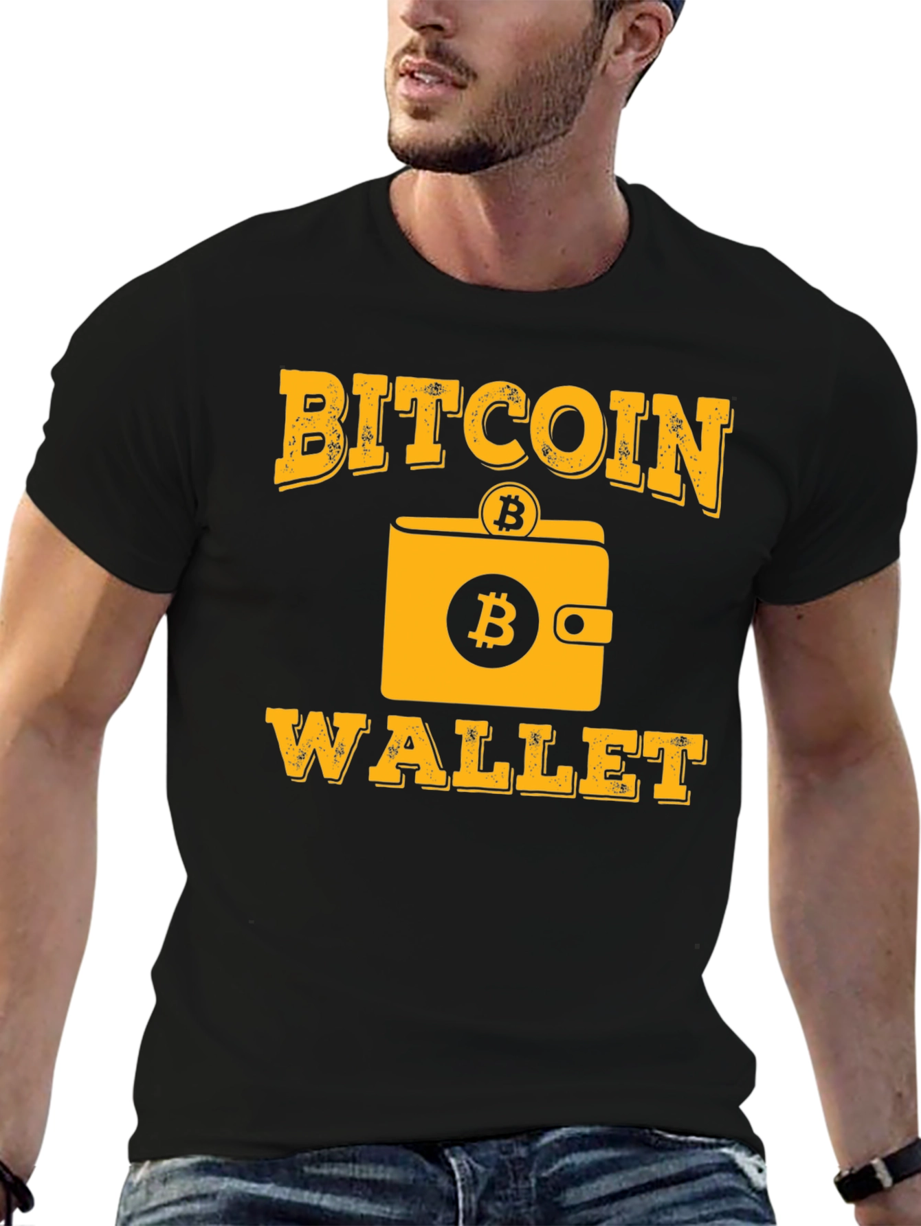 Black Bitcoin Wallet T-Shirt - Crypto Tee view 6