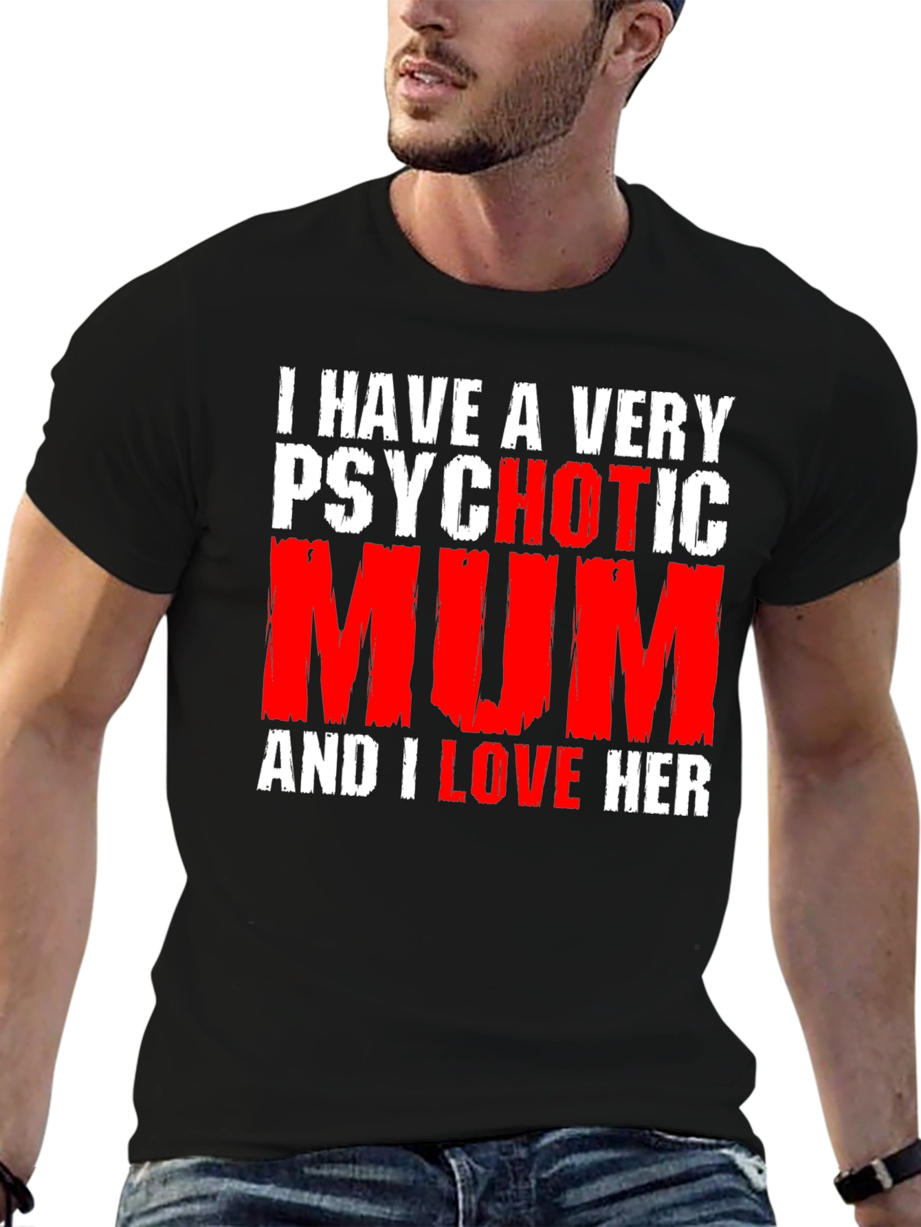 Black Psychotic Mum T-Shirt - Funny Novelty Graphic Tee view 6
