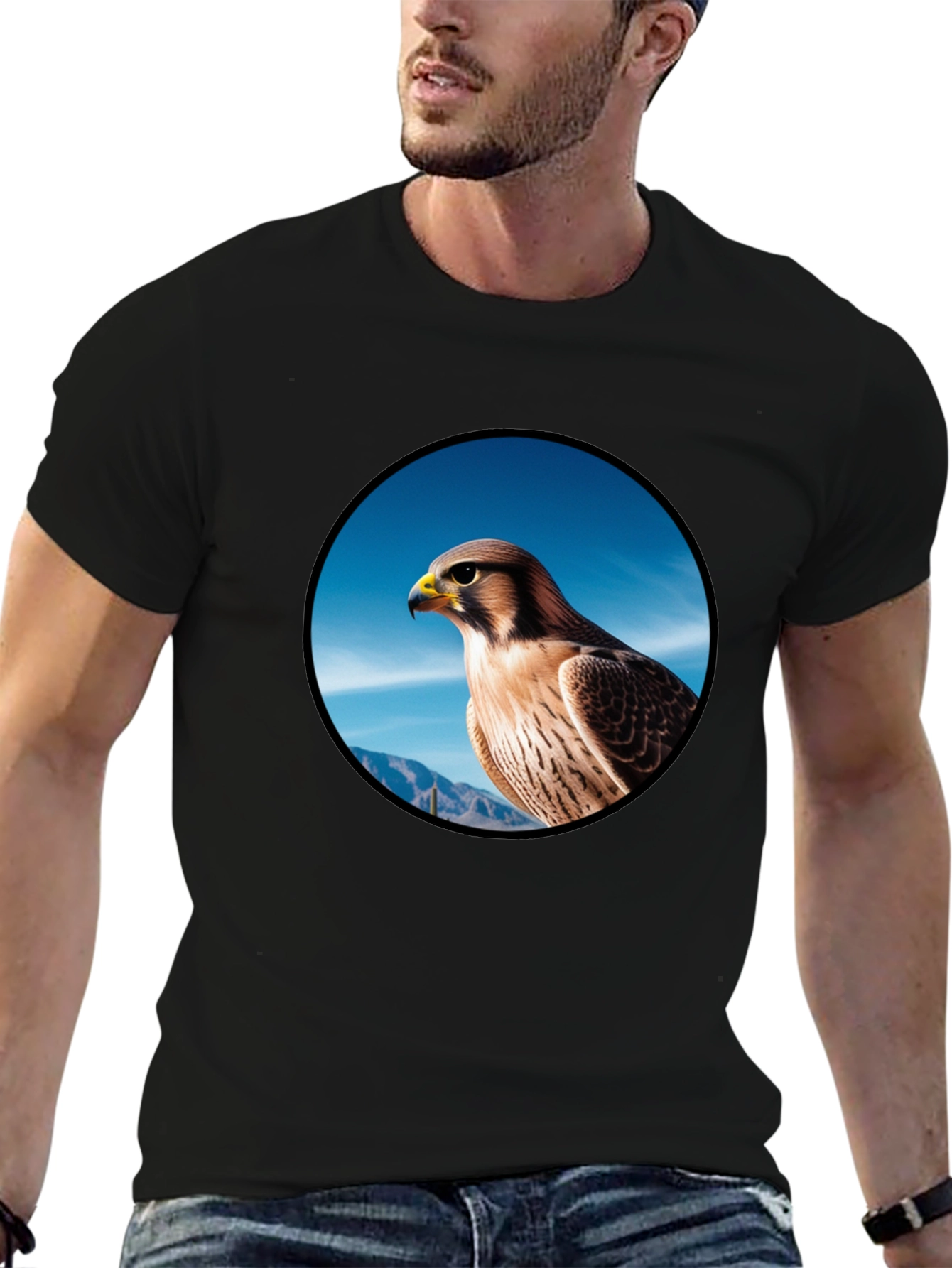 Black Falcon Graphic Tee - Men's Black T-Shirt view 6