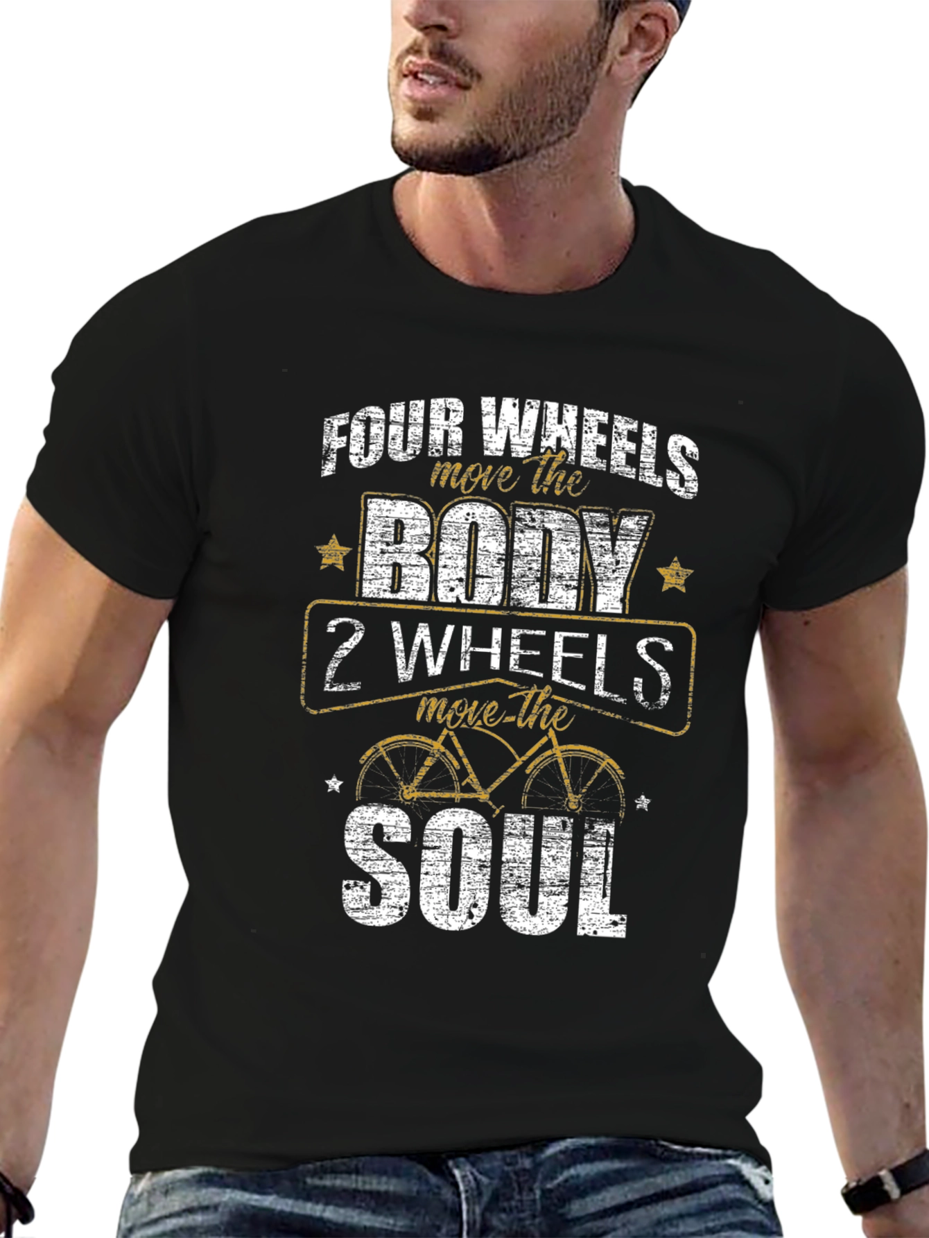 Black Four Wheels Move the Body T-Shirt view 6