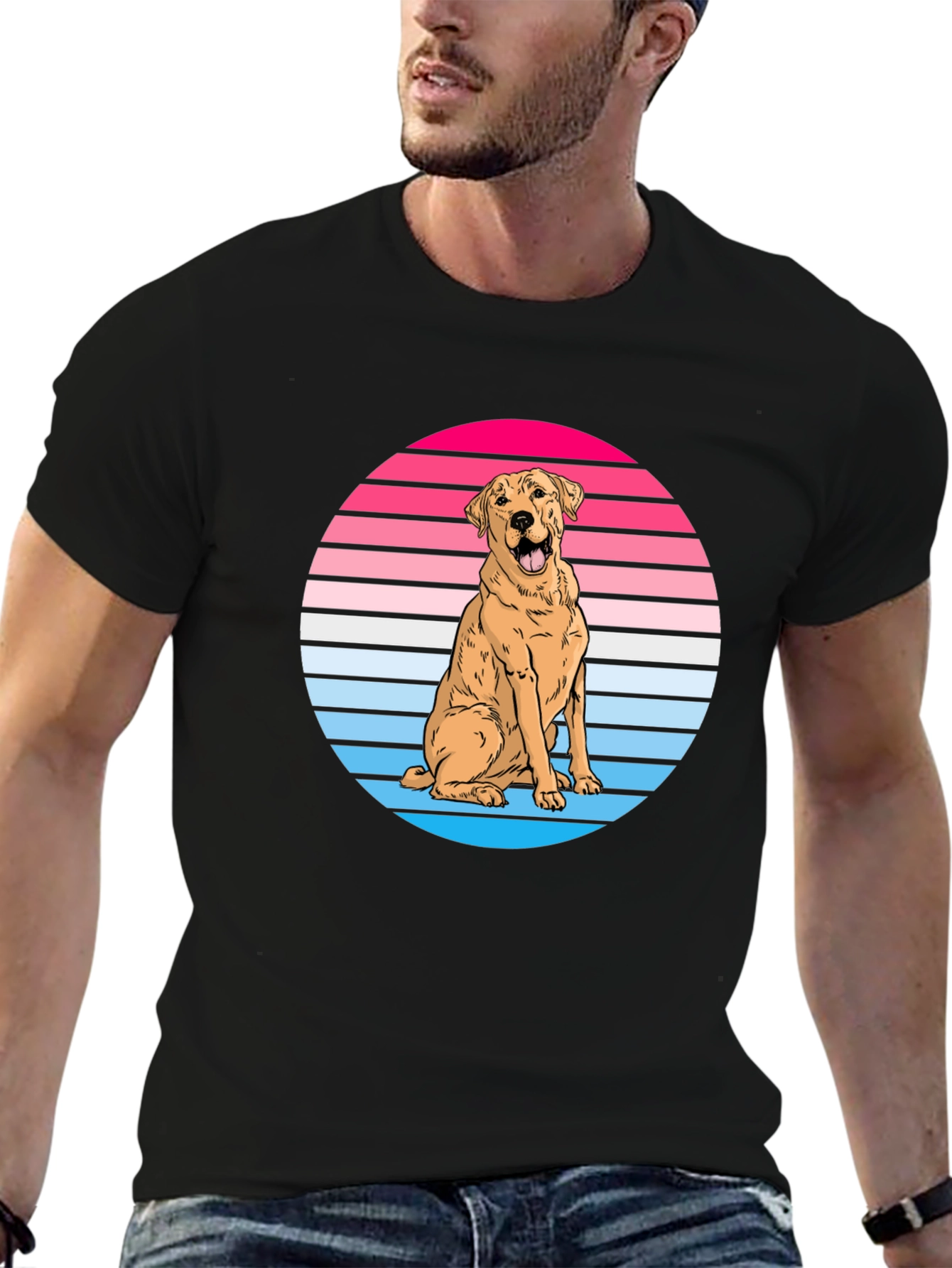 Black Retro Dog Graphic Tee - Labrador Lover Shirt view 6