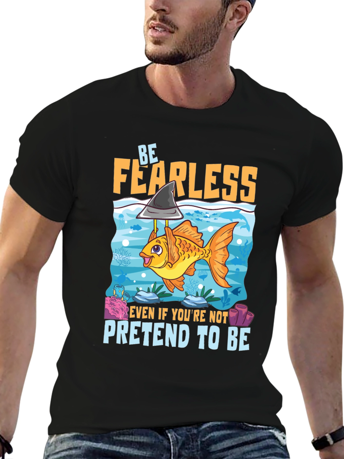 Black Be Fearless Graphic T-Shirt view 6