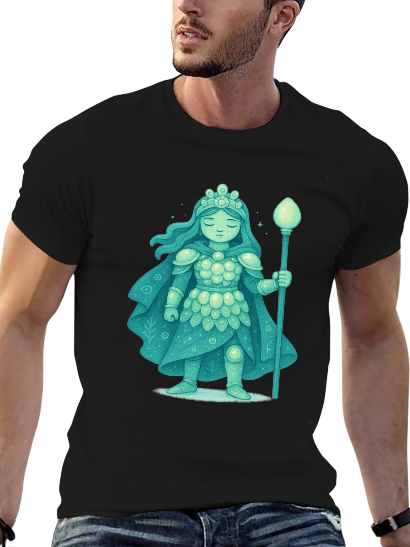 Black Mystical Ice Queen Graphic Tee - Unique Fantasy Design view 6