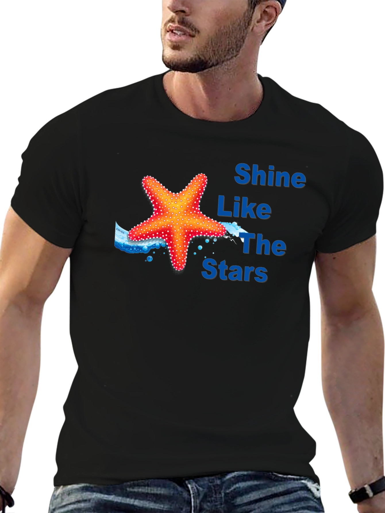Black Shine Like The Stars Black Graphic T-Shirt view 6