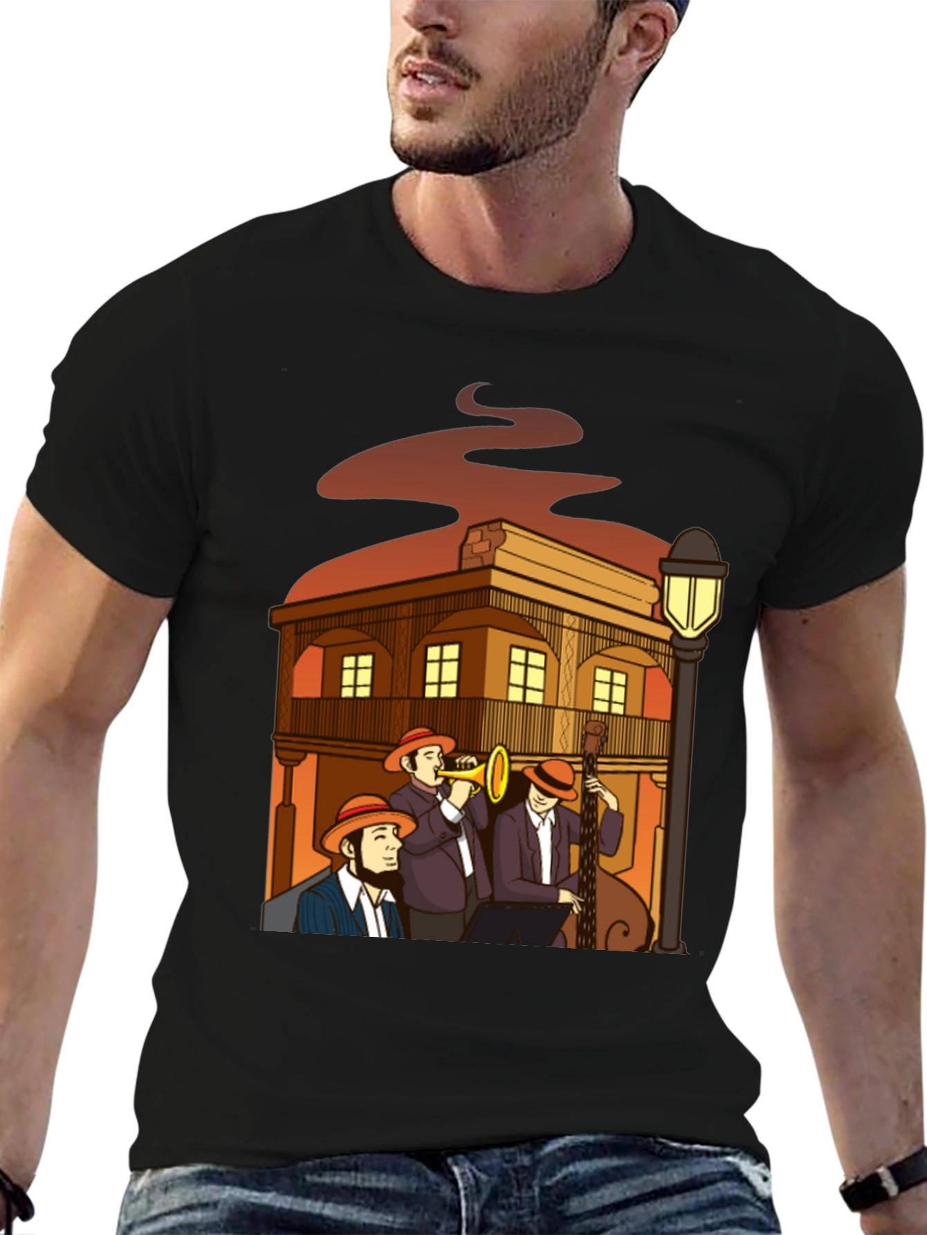 Black Jazz Band T-Shirt - New Orleans Style view 6