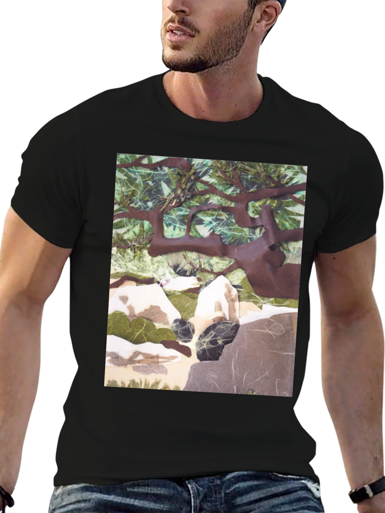 Black Nature Scene Graphic Print T-Shirt - Relaxed Fit view 6