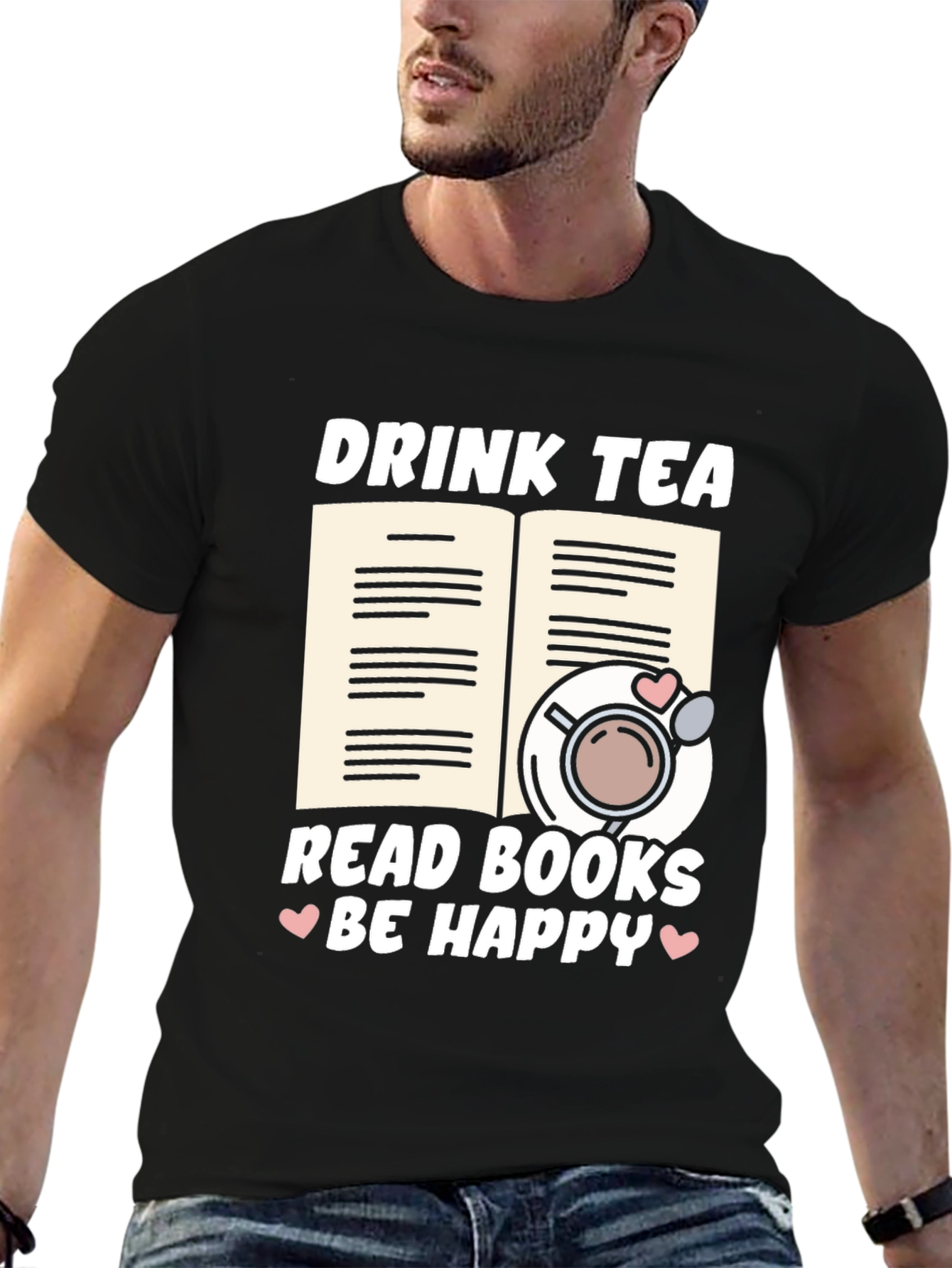 Black Drink Tea Read Books T-Shirt view 6