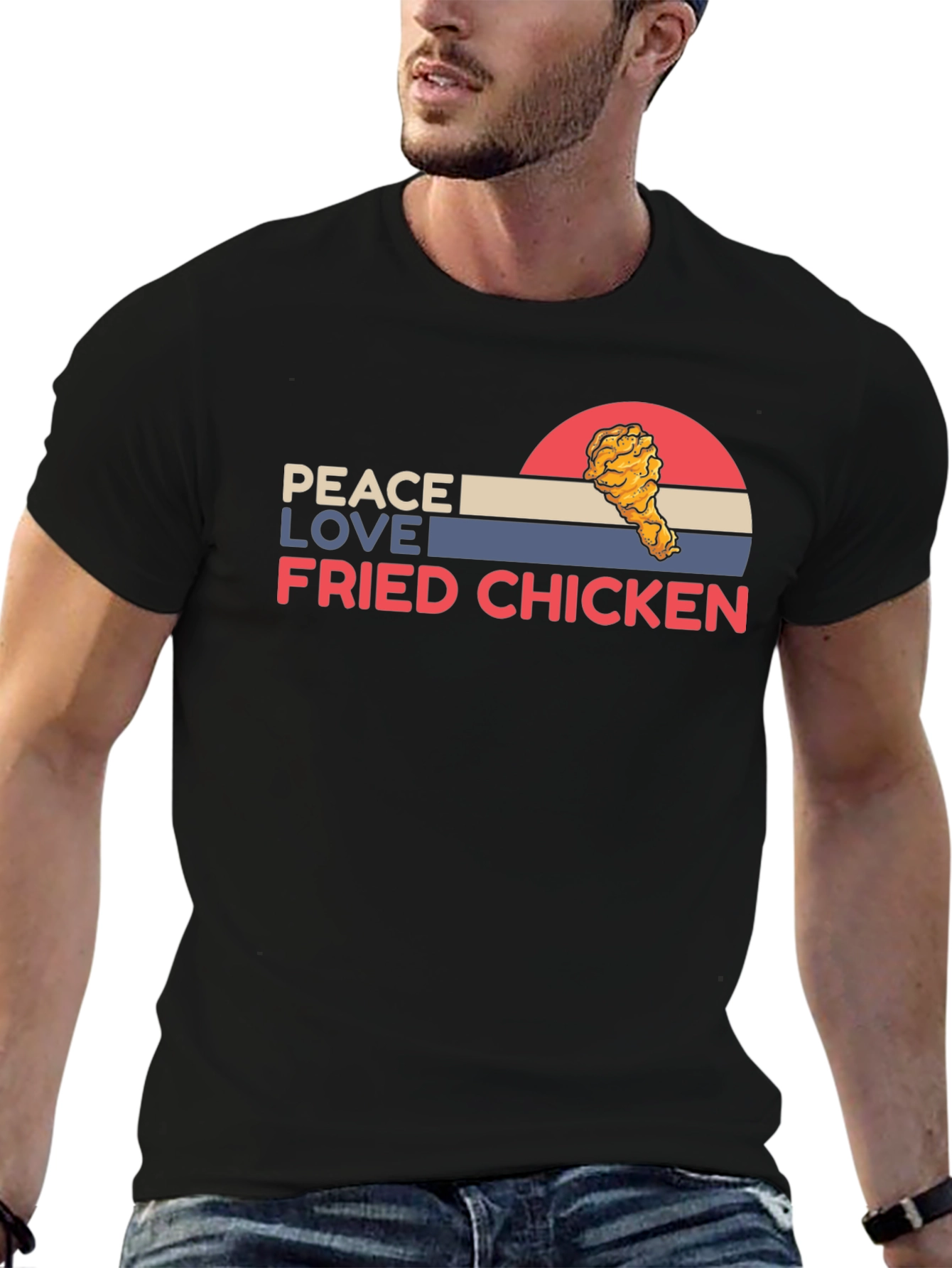 Black Peace Love Fried Chicken Graphic Tee view 6