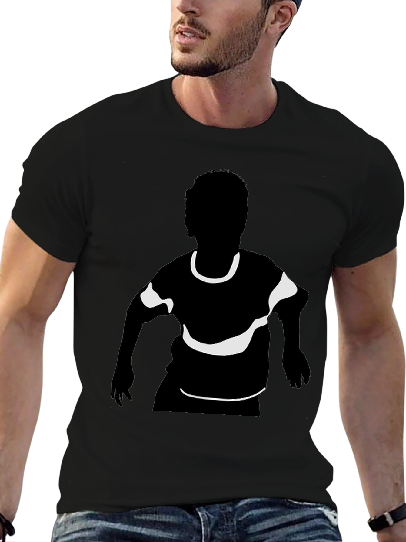 Black Black T-Shirt with Child Silhouette Graphic Print view 6