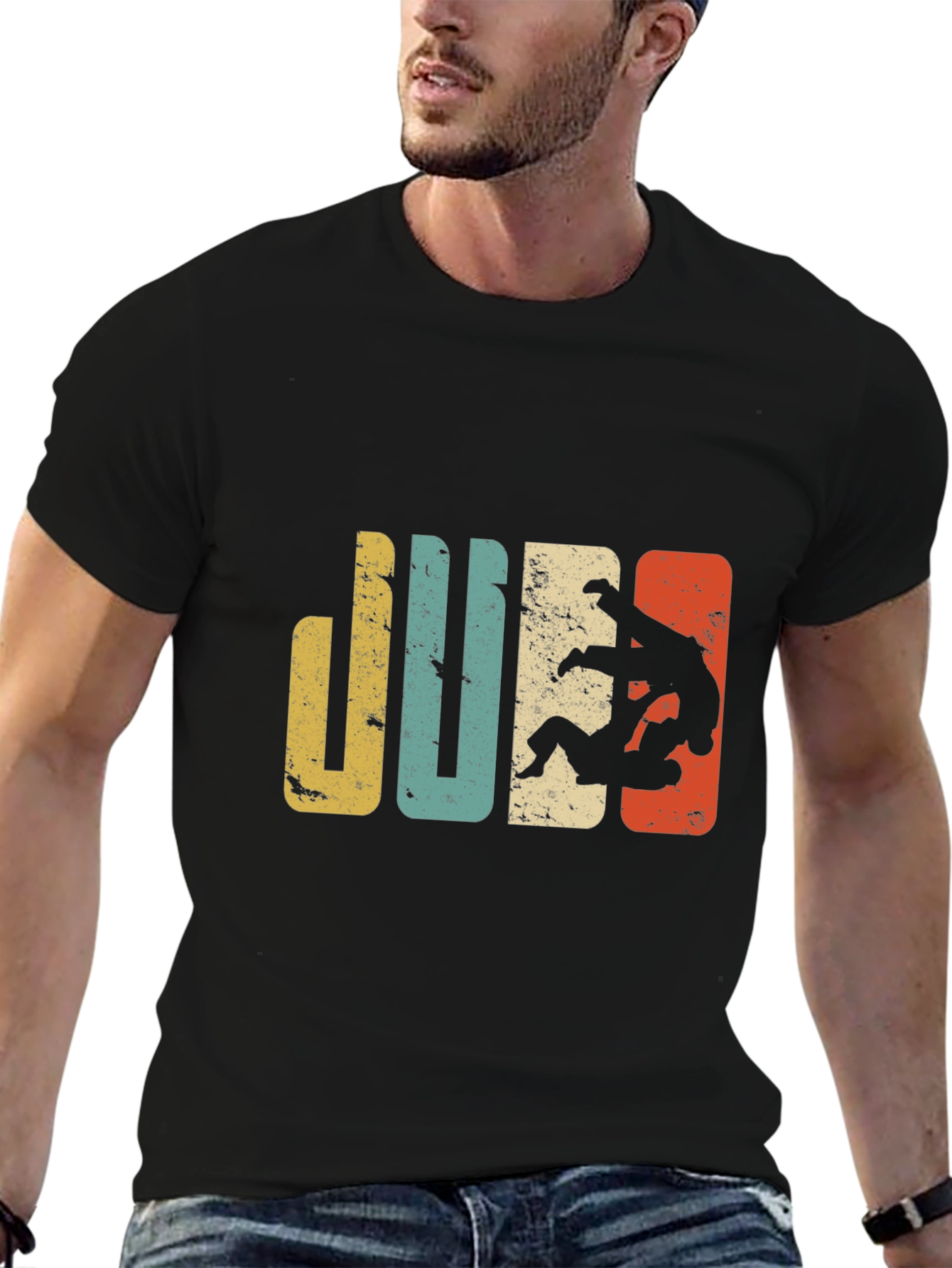 Black Retro Judo T-Shirt | Vintage Style Martial Arts Tee view 6