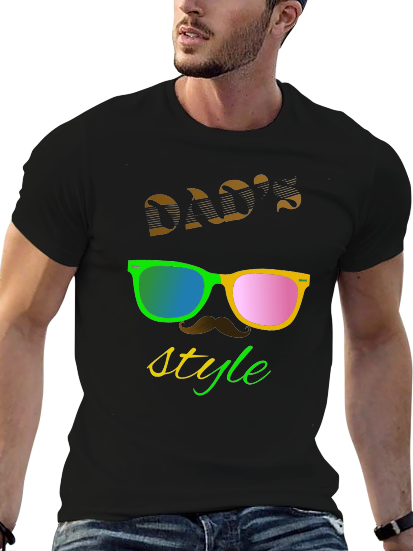Black Dad's Style Graphic T-Shirt view 6