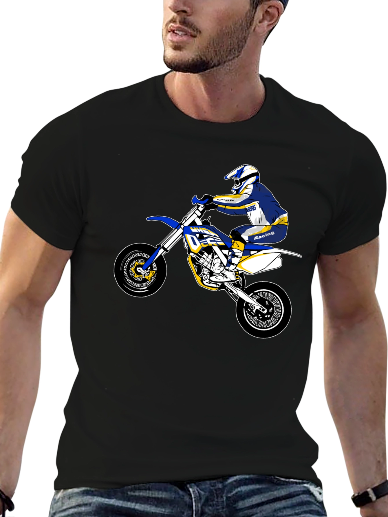 Black Dirt Bike Rider Graphic Tee - Black view 6