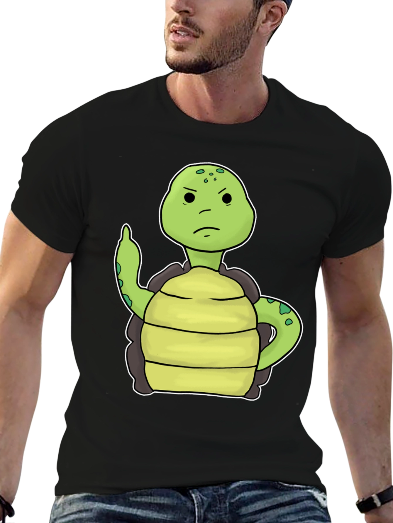Black Grumpy Turtle T-Shirt Funny Graphic Tee view 6