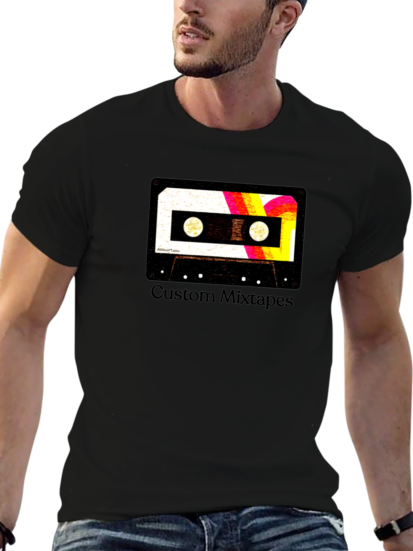 Black Retro Mixtape Graphic Tee - Custom Style view 6
