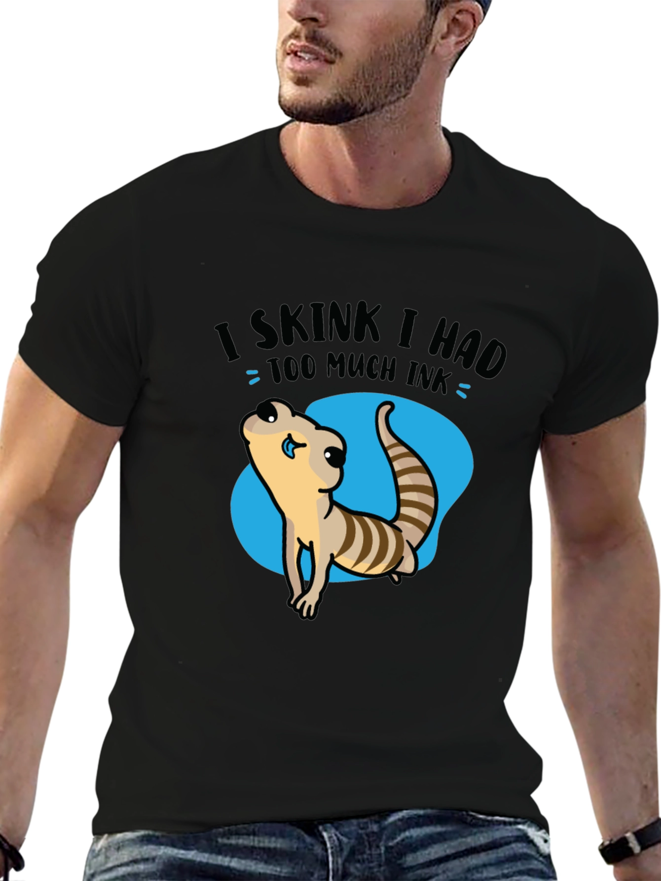Black Funny Skink Graphic T-Shirt view 6