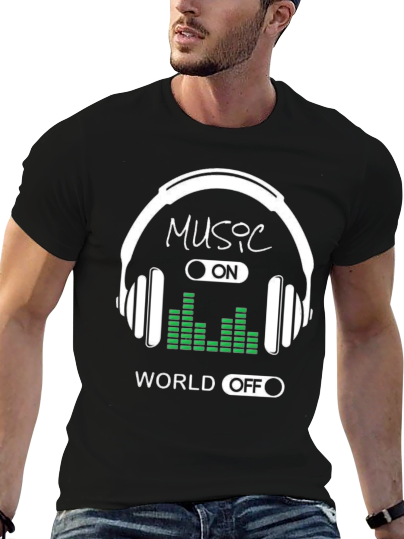 Black Music On World Off Graphic Tee - Black view 6