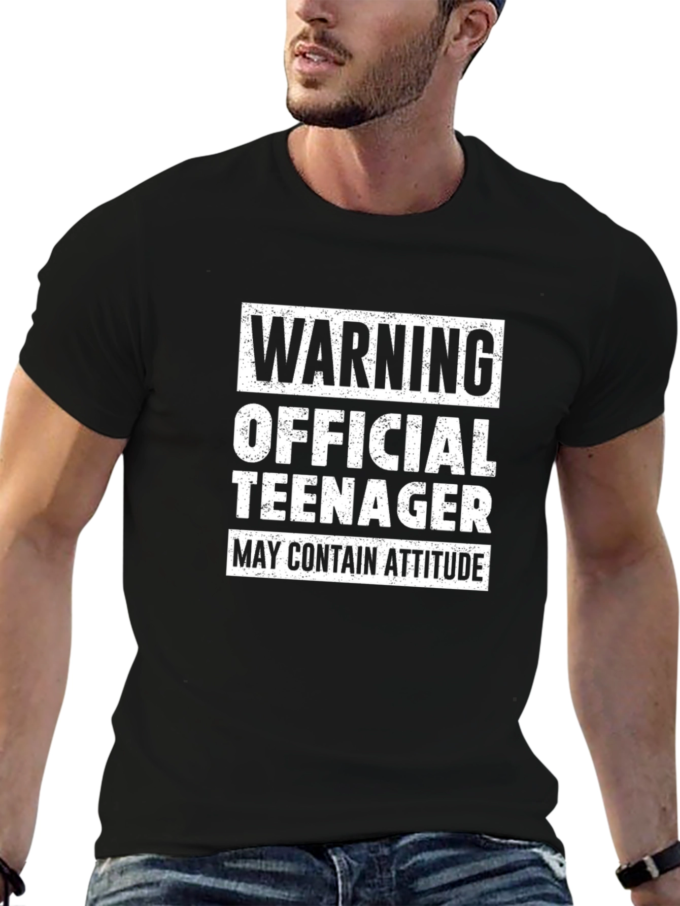 Black Warning Official Teenager T-Shirt - Attitude Included! view 6
