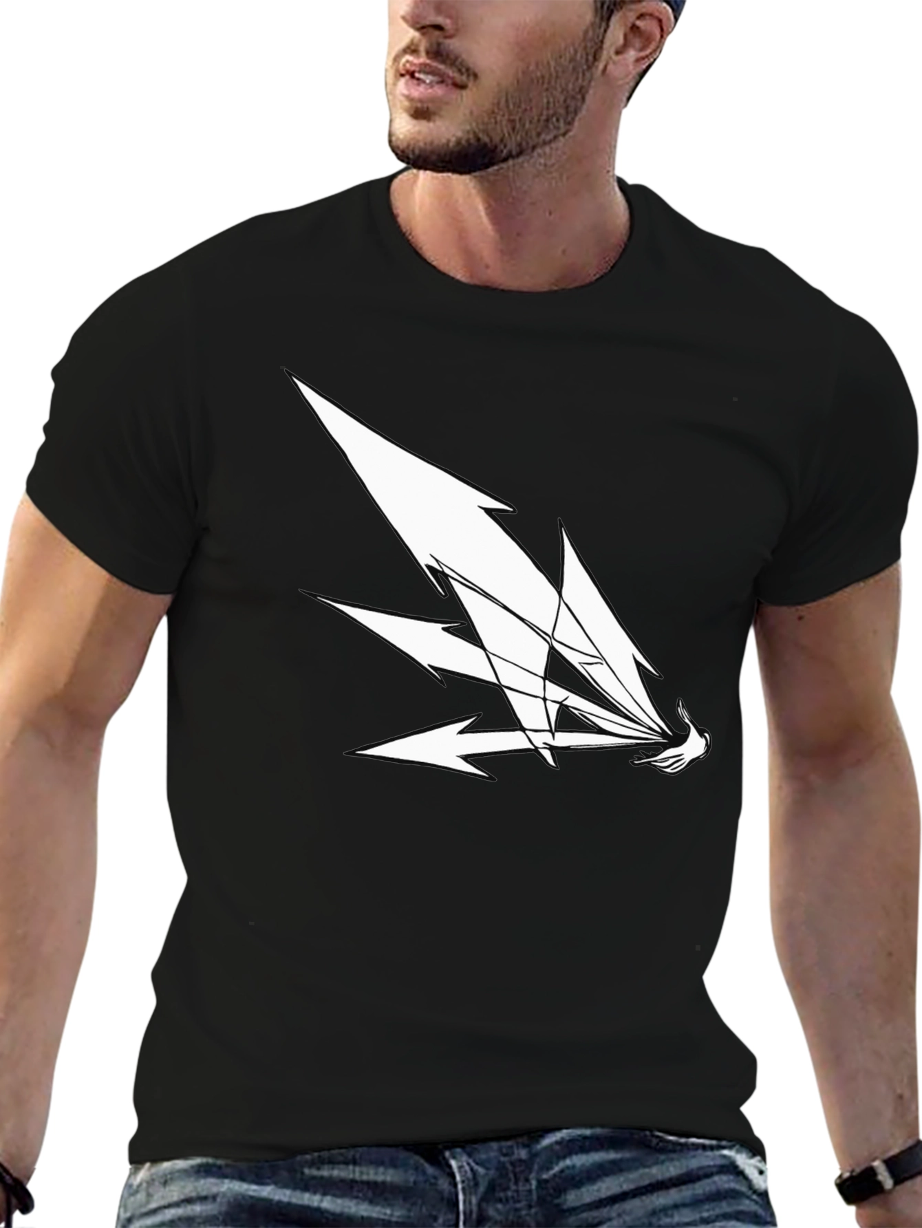 Black Men's Graphic T-Shirt - Arrow Design view 6