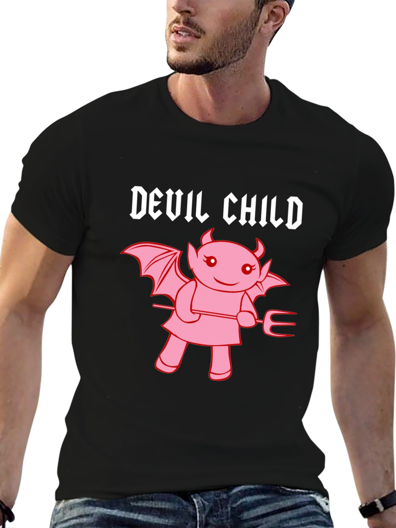 Black Devil Child Graphic Tee - Unisex Black T-Shirt view 6