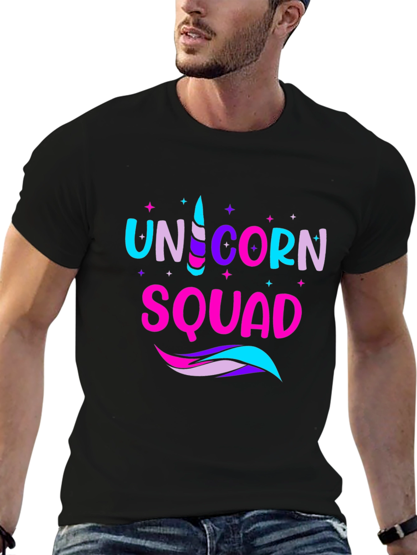 Black Unicorn Squad T-Shirt - Fun Graphic Tee view 6