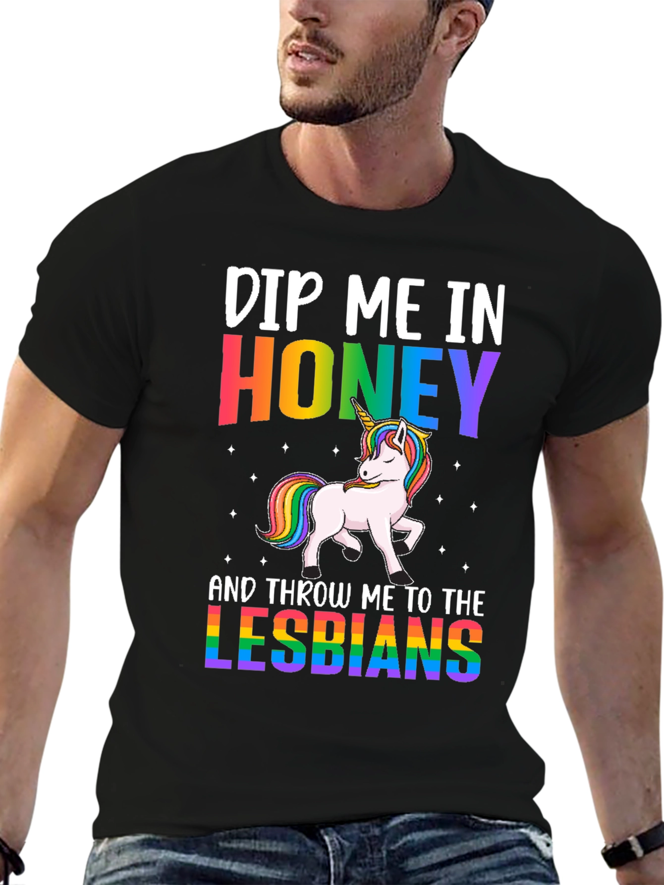 Black Dip Me In Honey Lesbians Graphic Tee view 6
