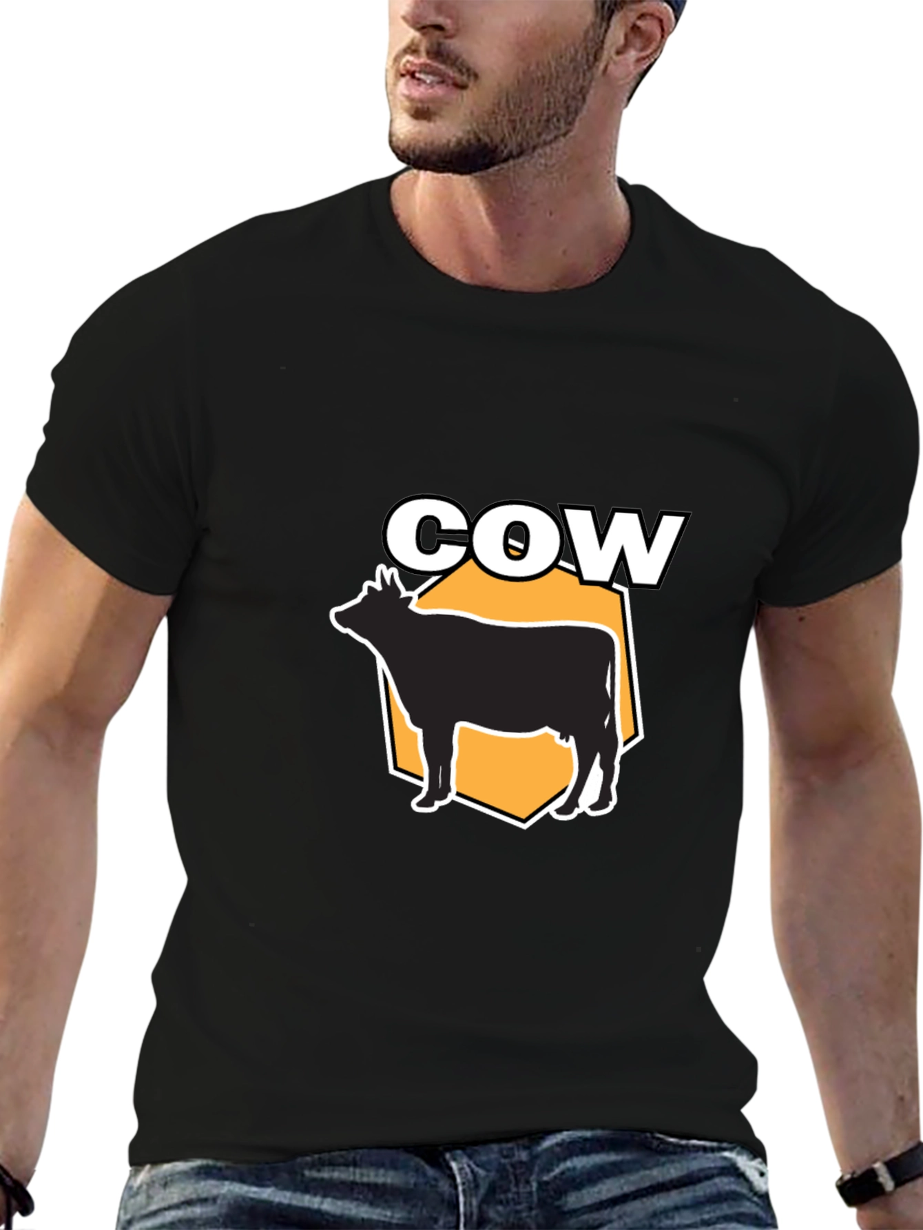 Black Cow Graphic Print Black Tee view 6