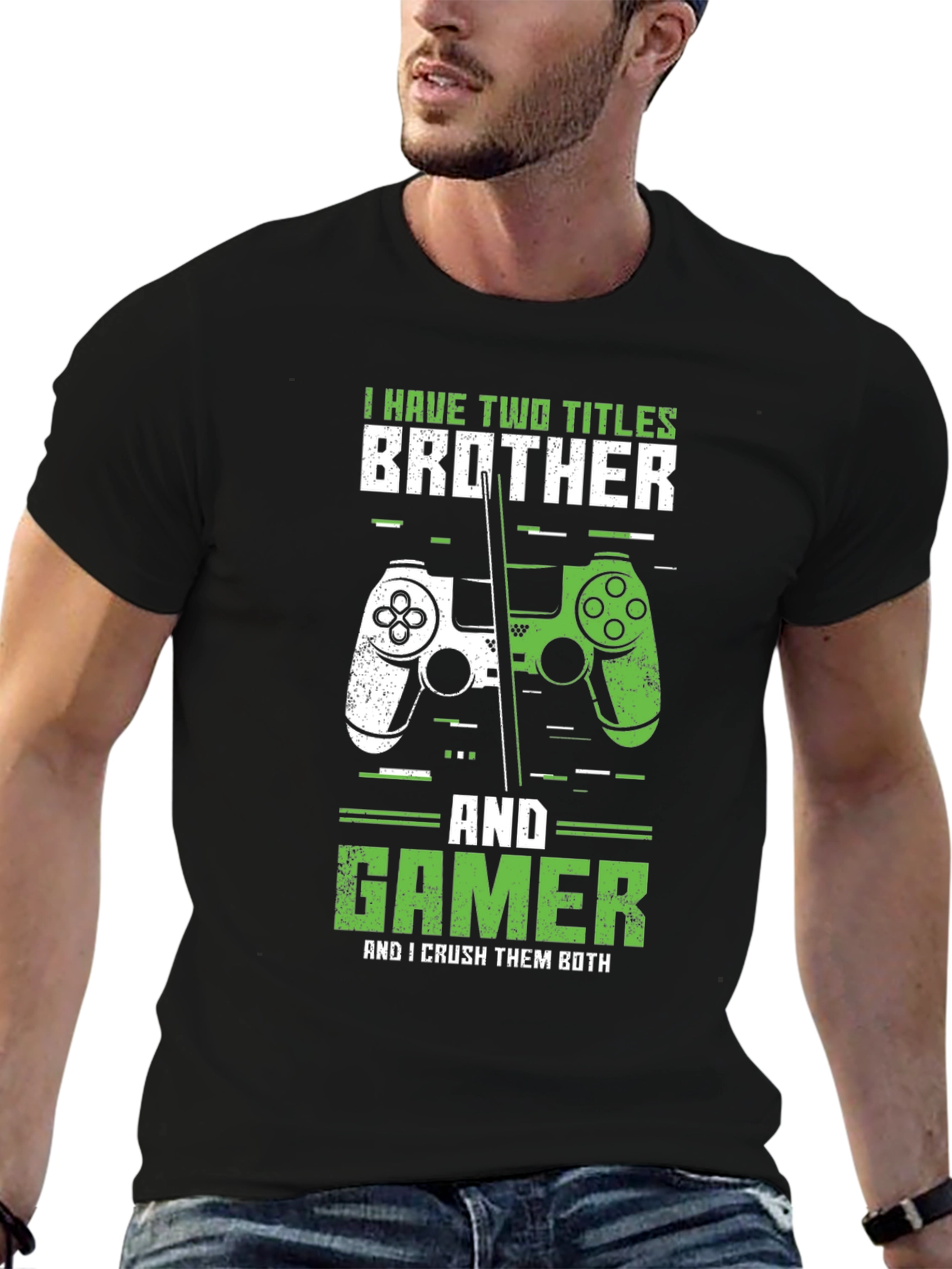 Black Brother & Gamer T-Shirt - Crush Them Both! view 6
