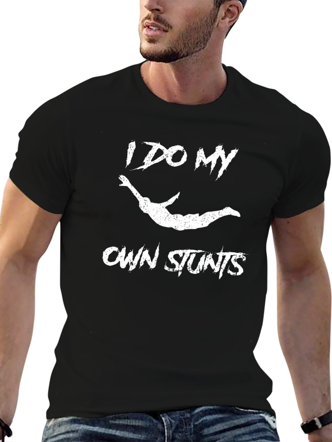 Black I Do My Own Stunts Funny Graphic Tee view 6