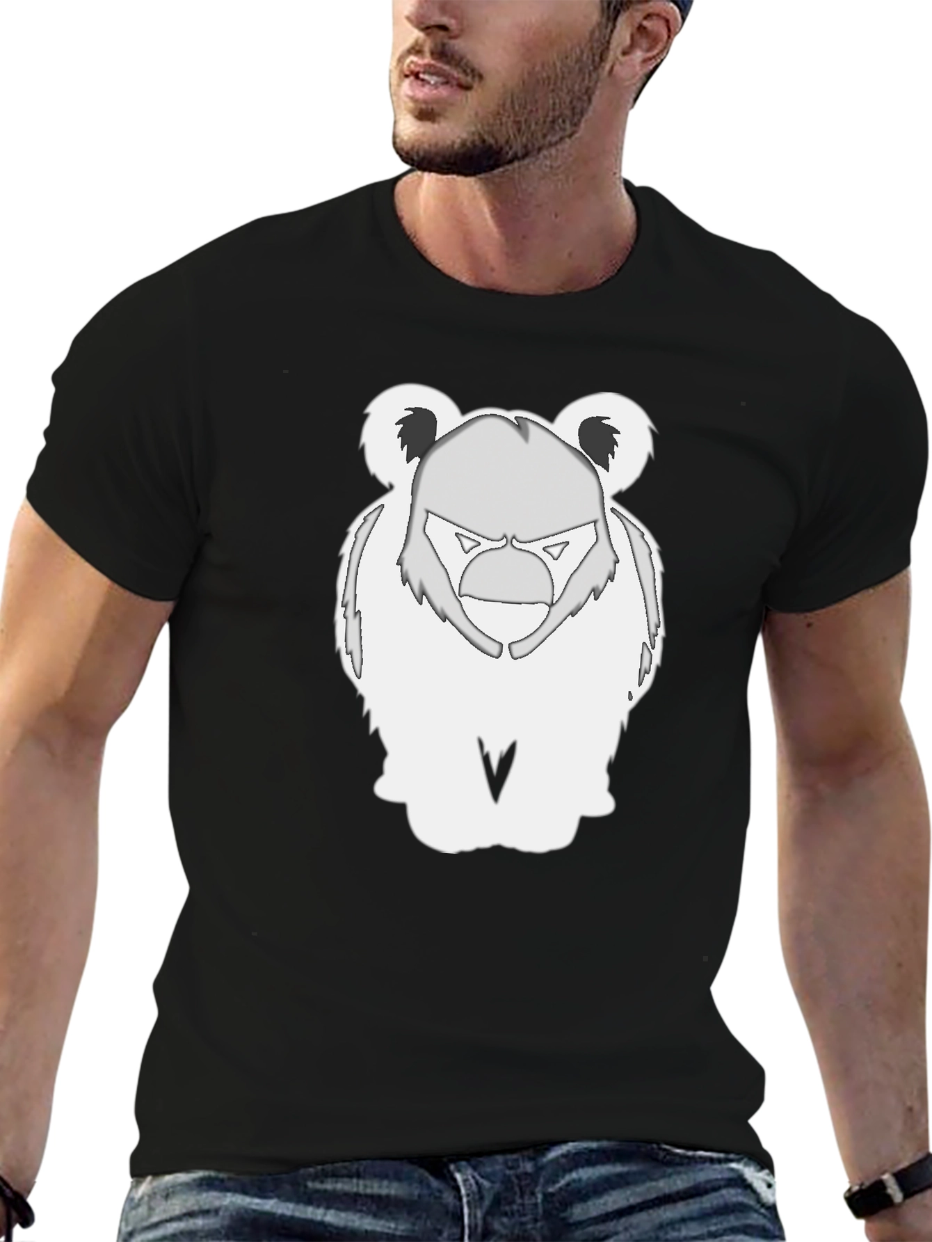 Black Bear Graphic Tee - Black Cotton Blend T-Shirt view 6