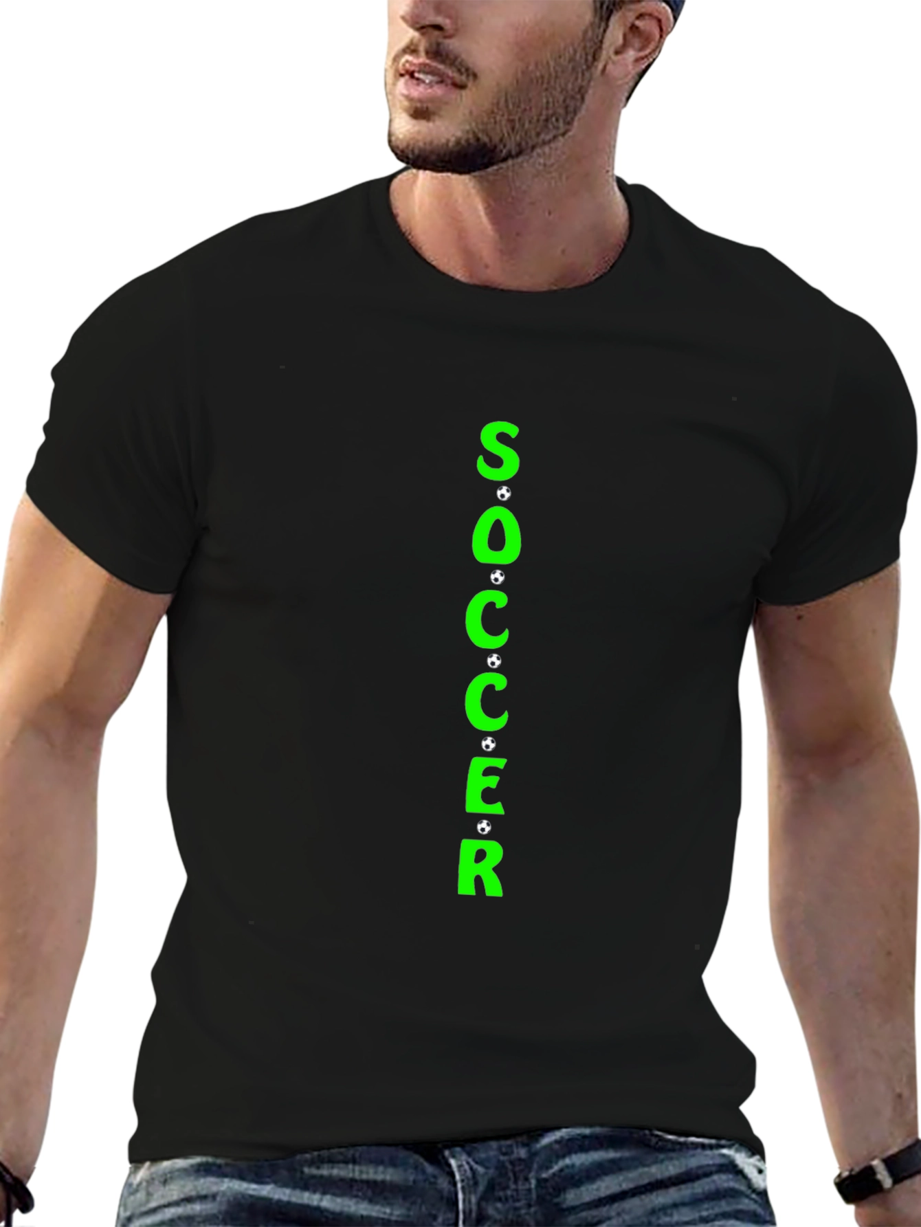 Black Soccer Graphic T-Shirt - Black view 6