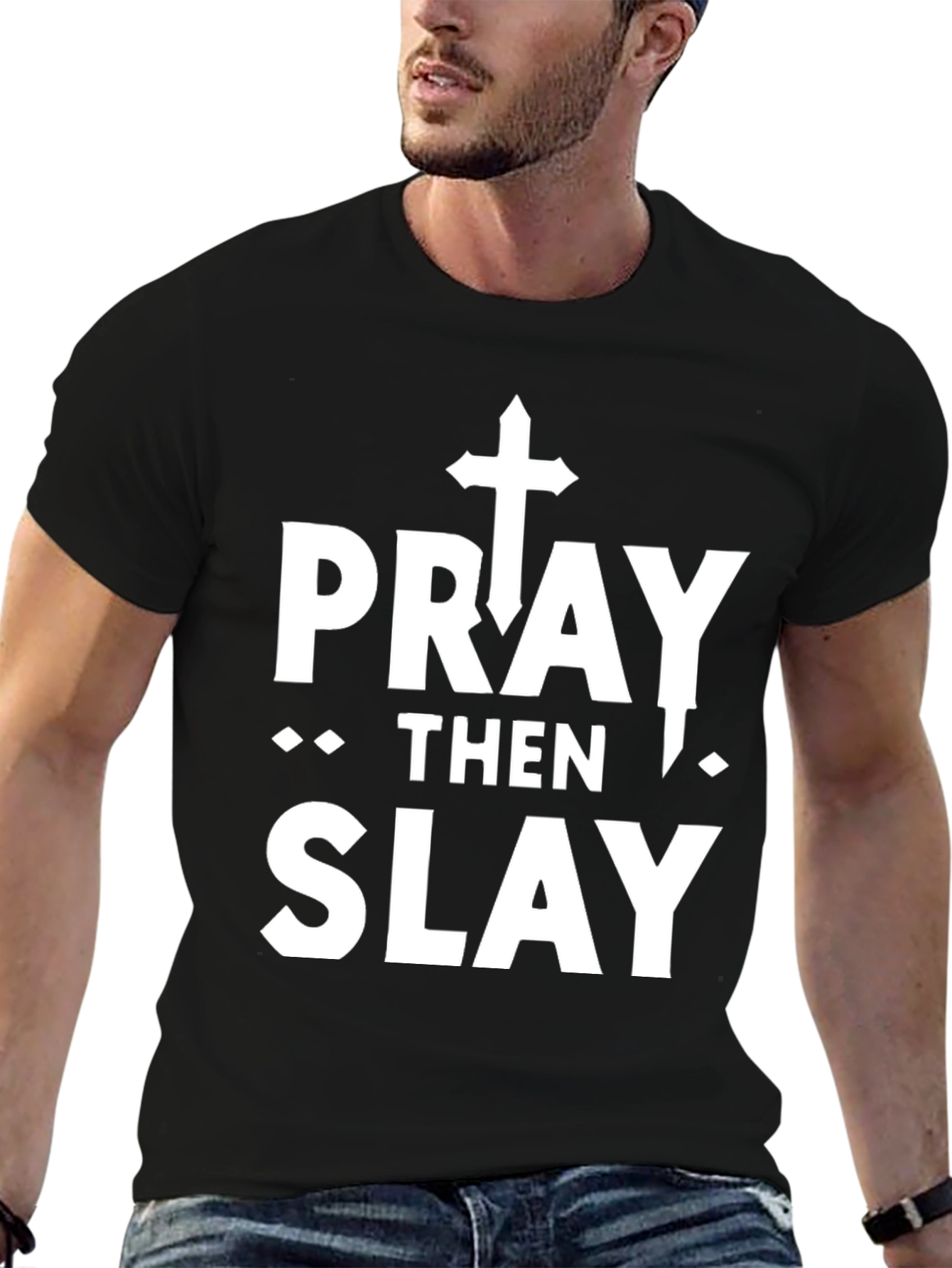 Black Pray Then Slay Graphic T-Shirt view 6