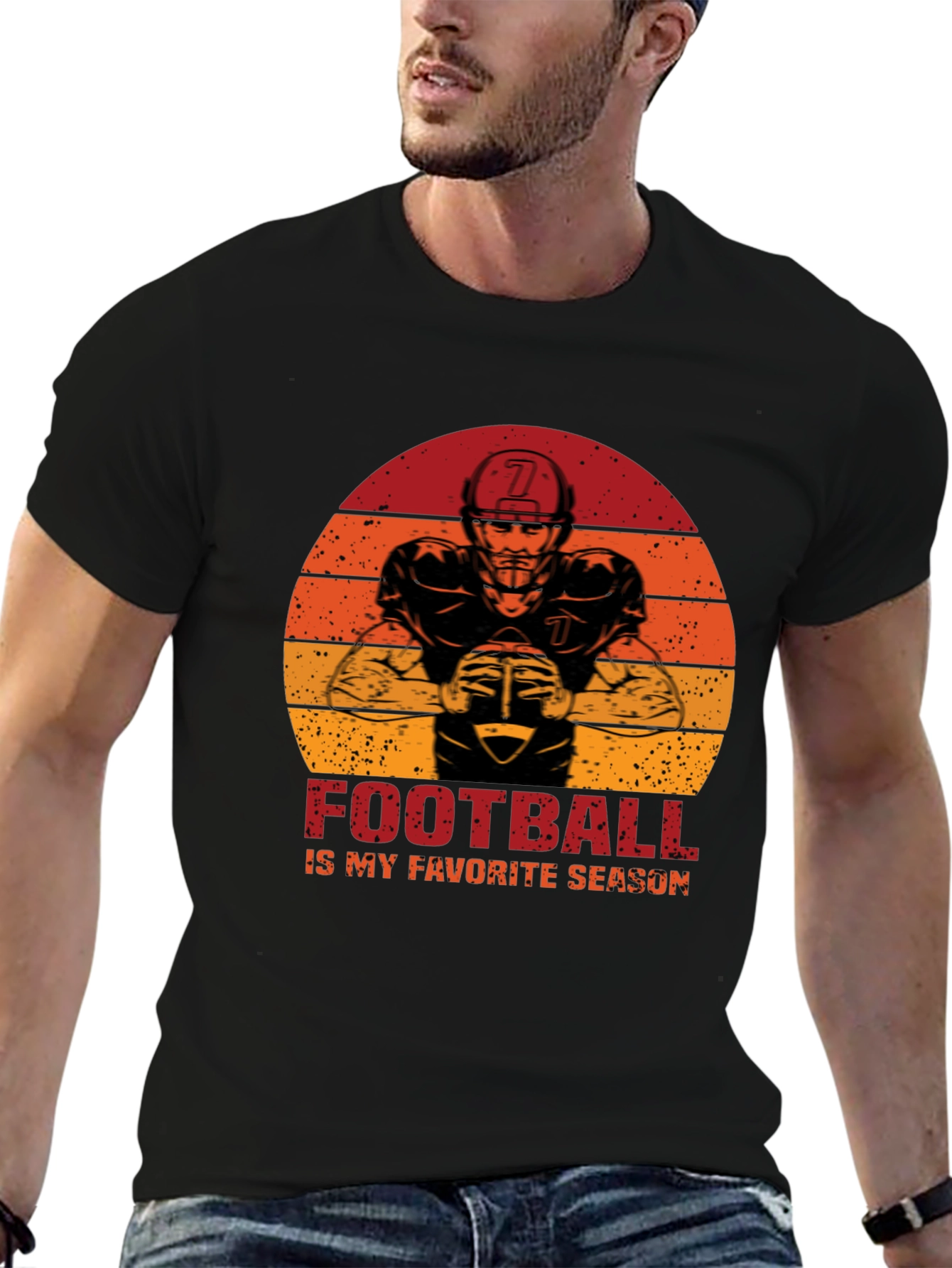 Black Football Is My Favorite Season Graphic T-Shirt view 6