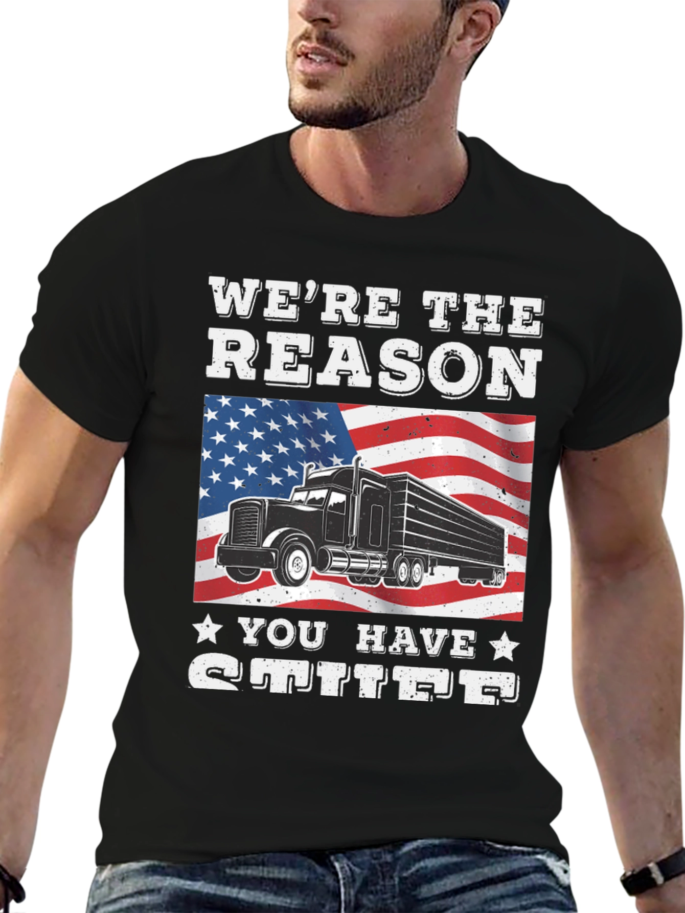 Black We're the Reason You Have Stuff T-Shirt view 6