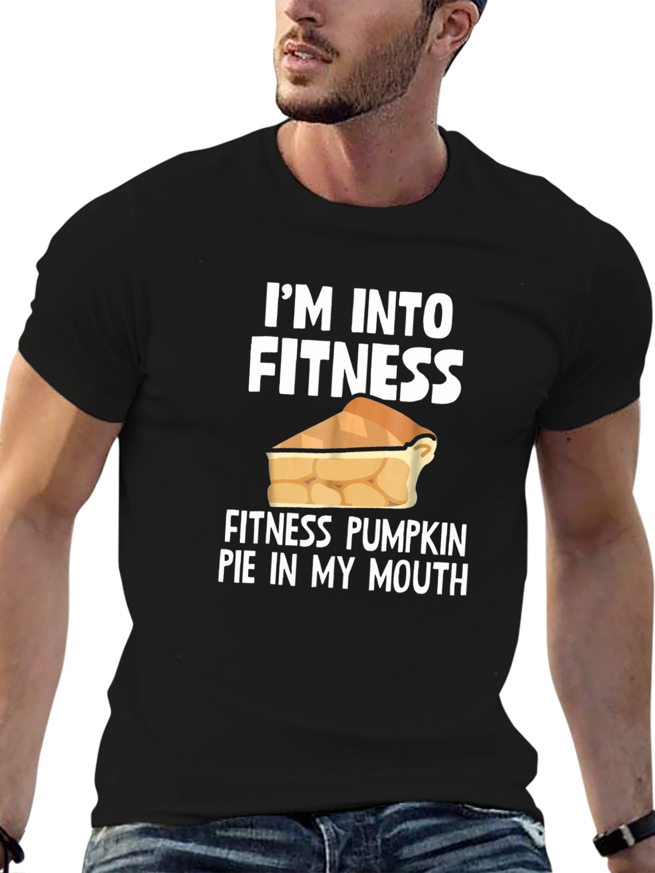 Black Funny Fitness Pumpkin Pie T-Shirt view 6