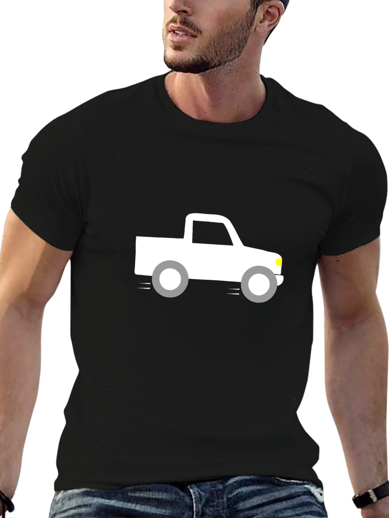 Black Truck Graphic Tee - Black Cotton Blend view 6