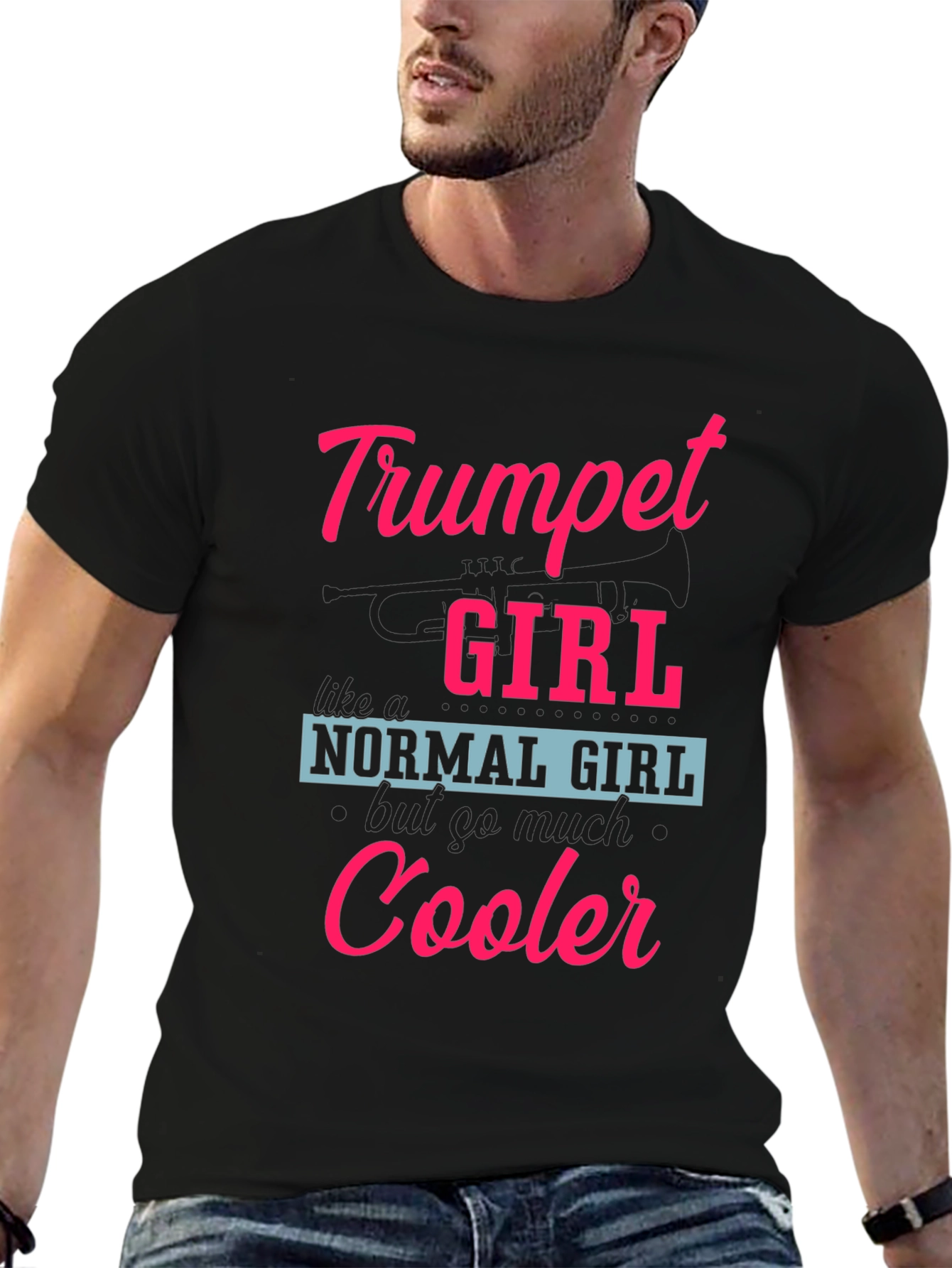 Black Trumpet Girl T-Shirt - Cooler Than Normal! view 6