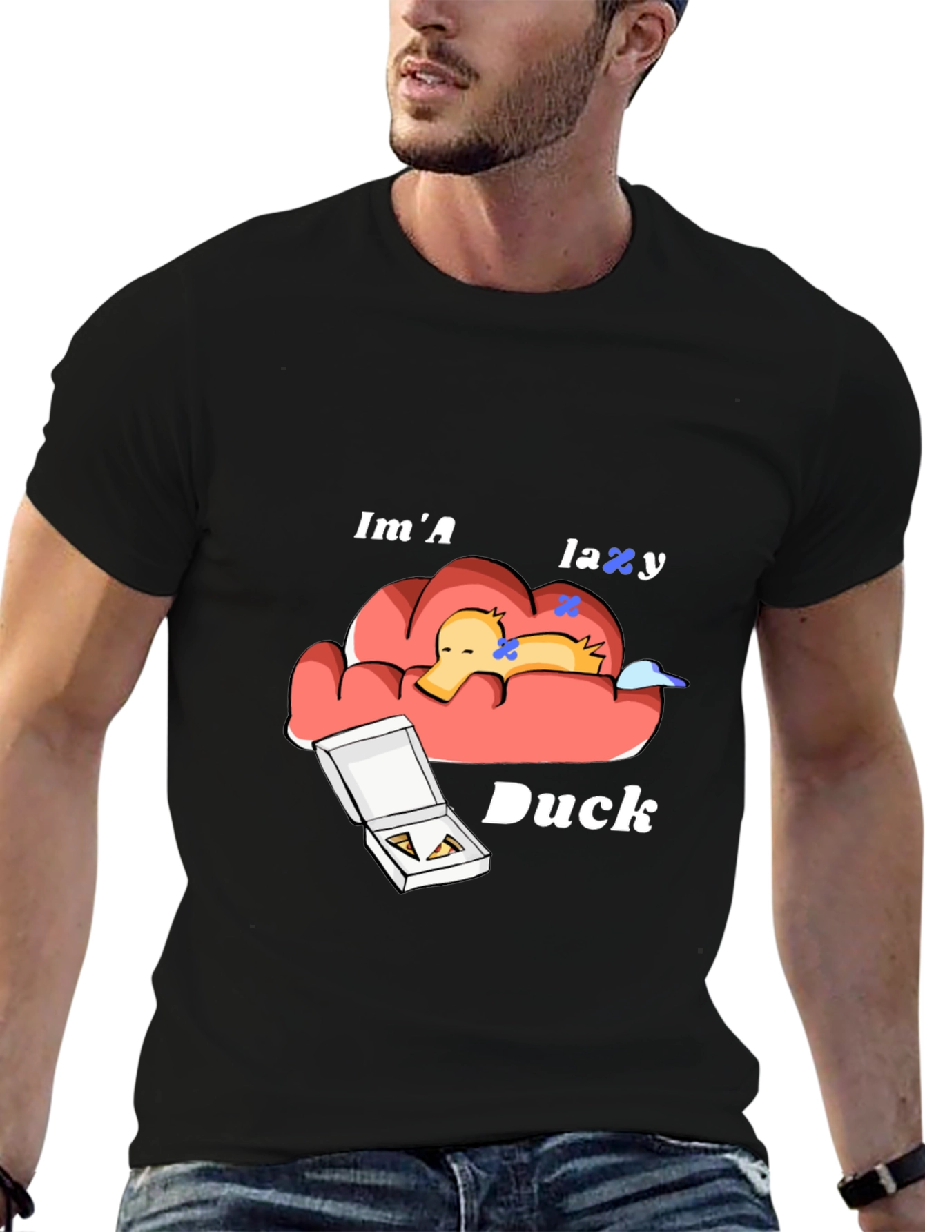 Black Lazy Duck Graphic T-Shirt - Comfort & Style view 6