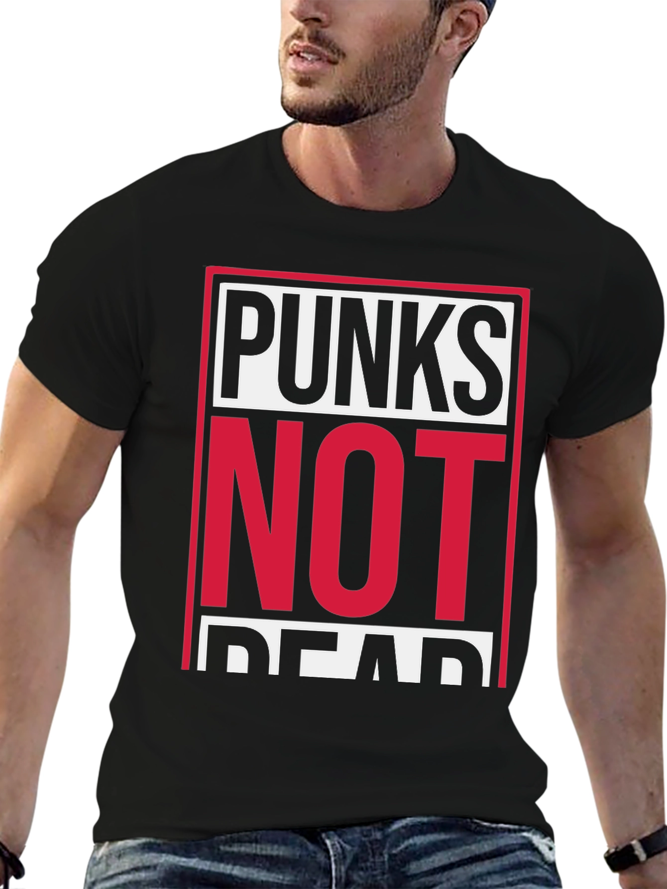 Black Punks Not Dead Graphic Tee - Black Cotton T-Shirt view 6