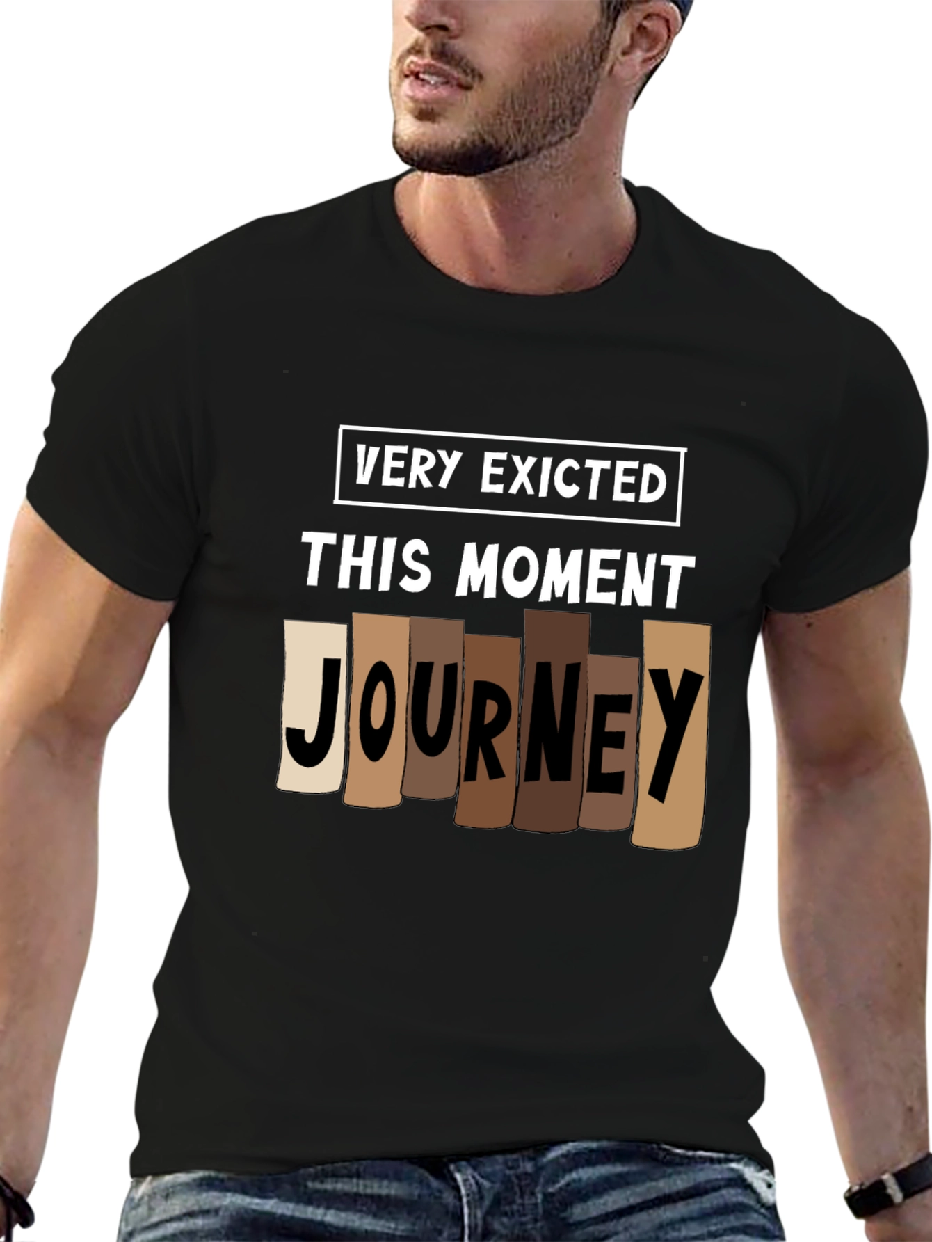 Black Very Exicted This Moment Journey T-Shirt view 6