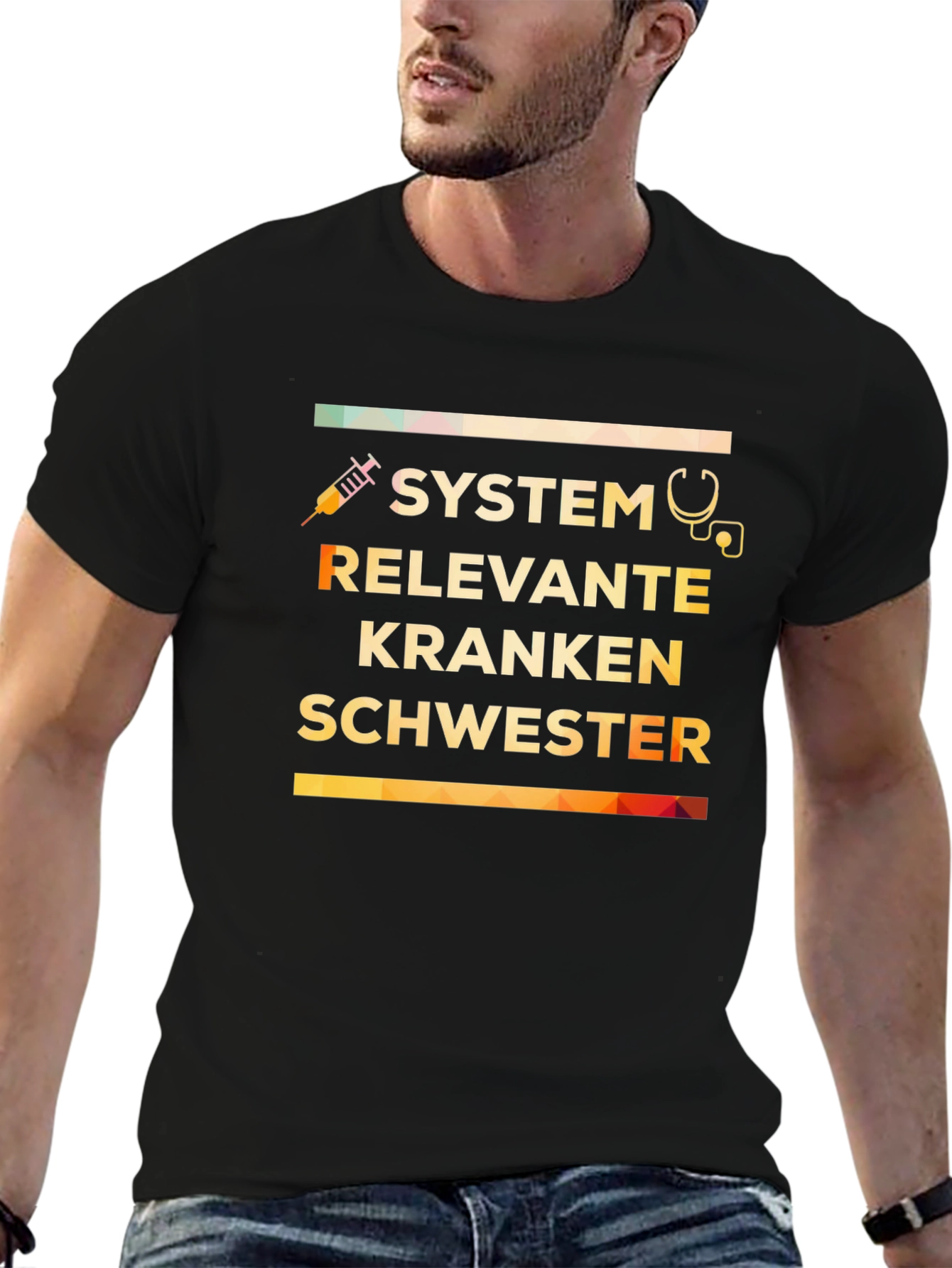 Black System Relevant Nurse T-Shirt - Black Unisex Tee view 6