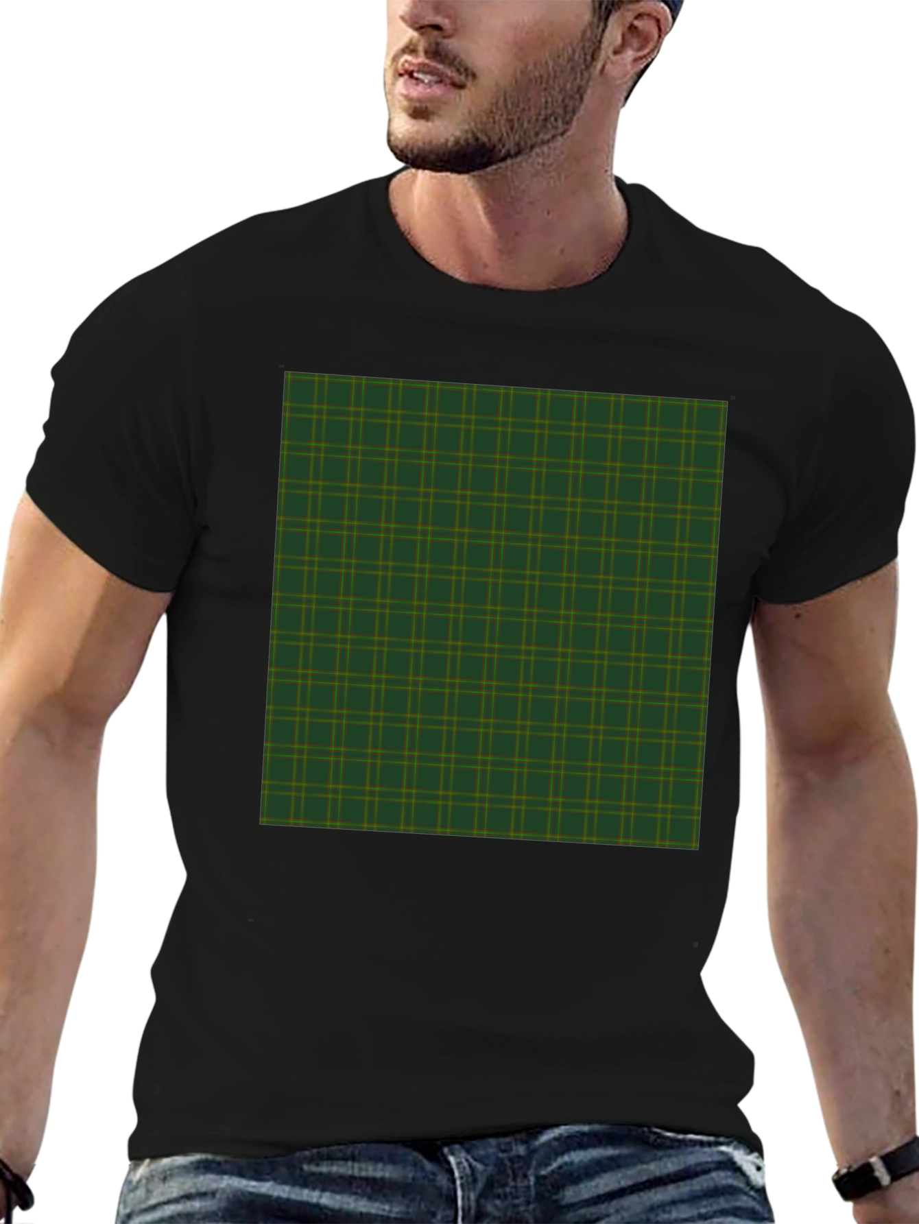 Black Plaid Pattern Graphic Tee - Black view 6