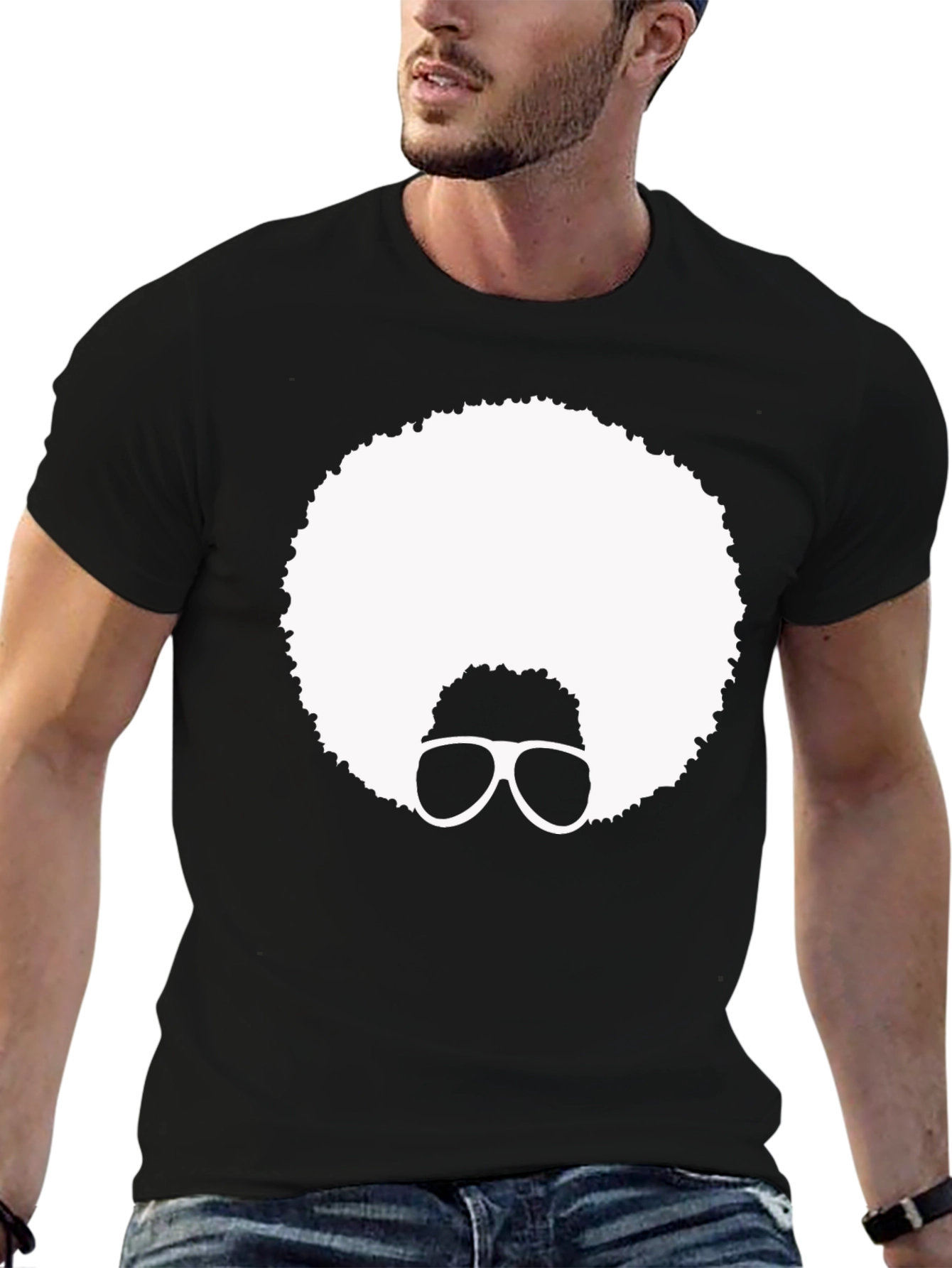 Black Retro Afro Graphic T-Shirt view 6