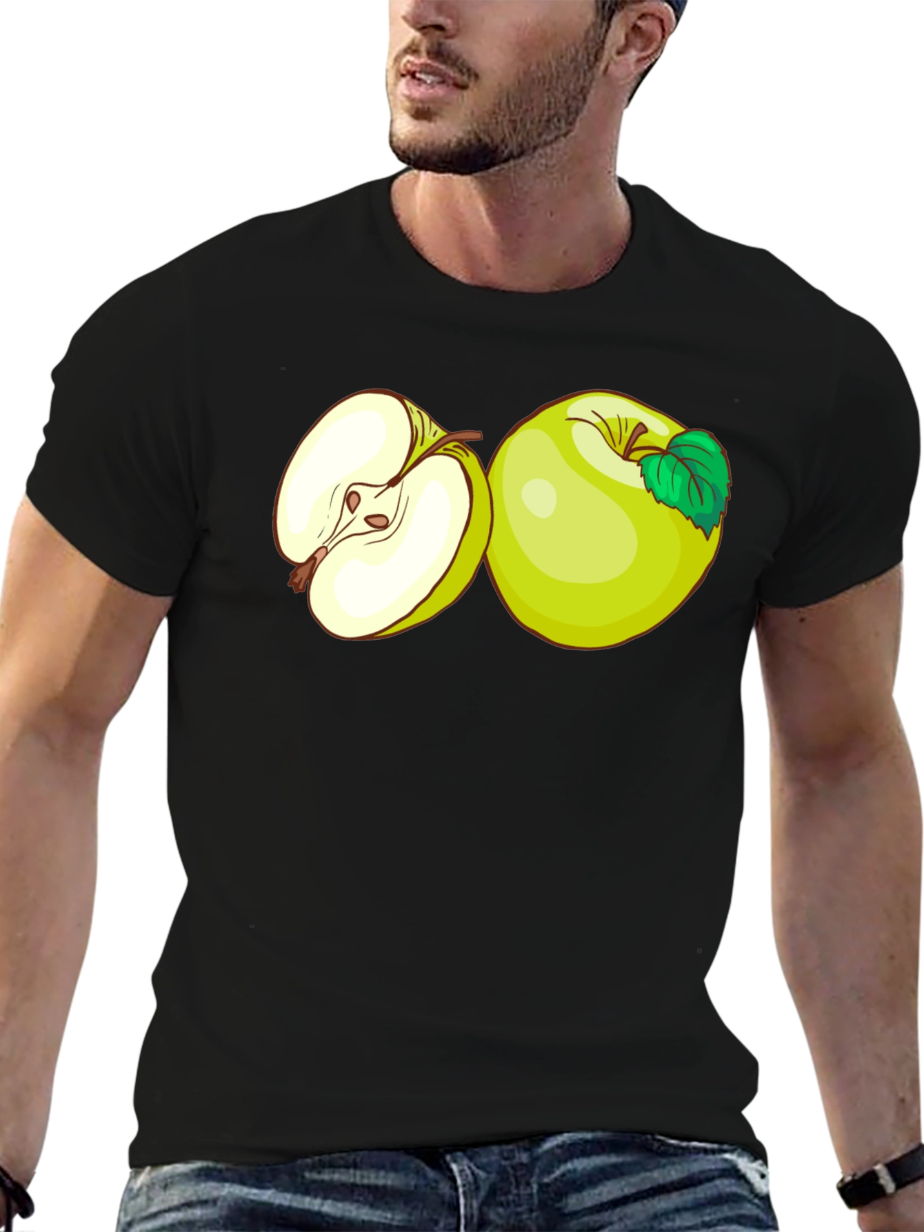Black Apple Graphic Black T-Shirt view 6