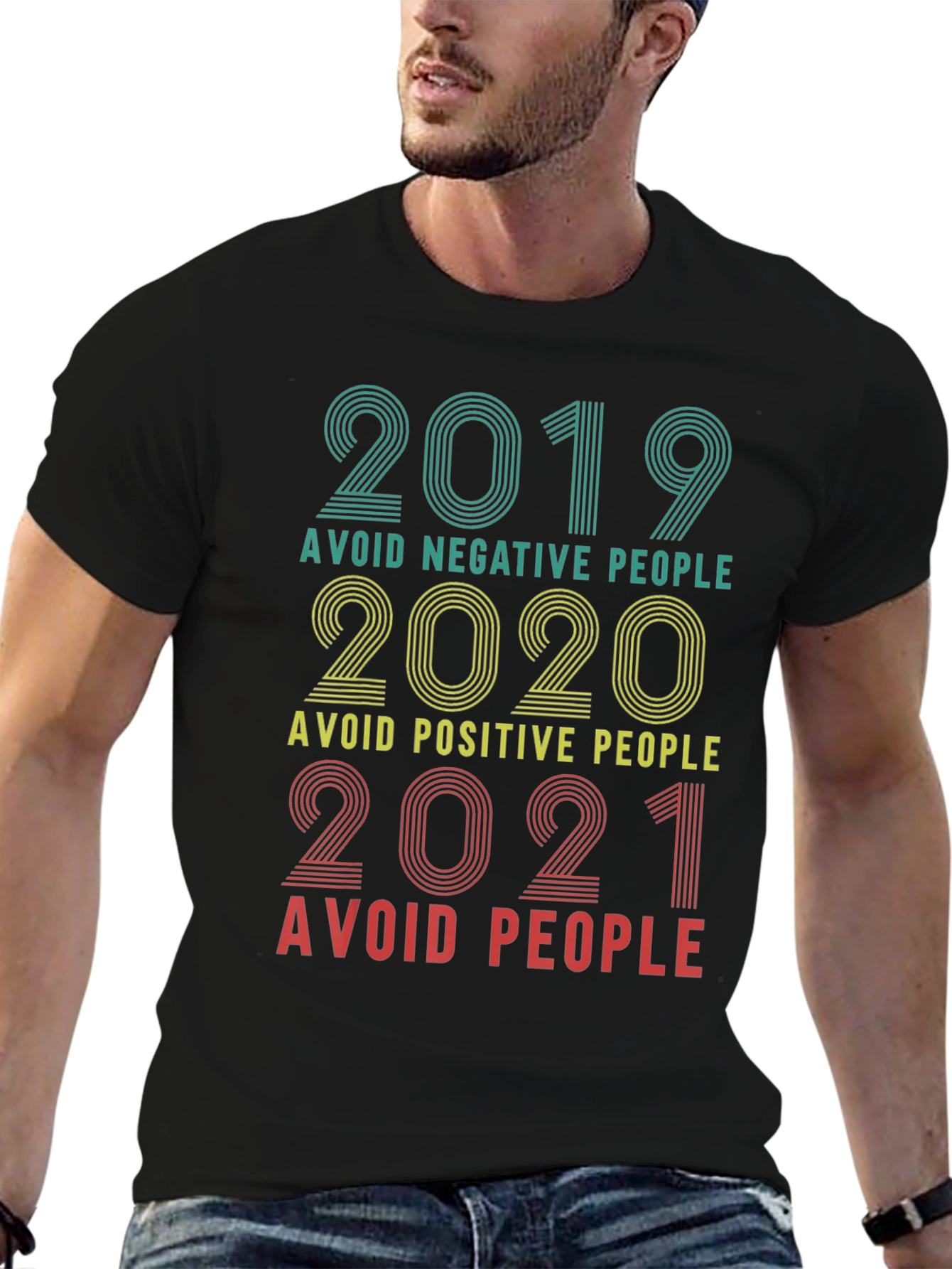 Black Avoid People T-Shirt Funny Year Sarcastic Novelty Tee view 6